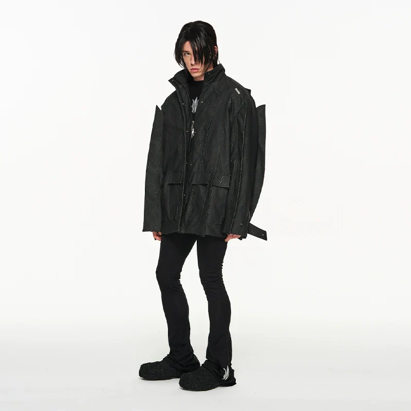 Textured High-Collar Jacket - Image 2