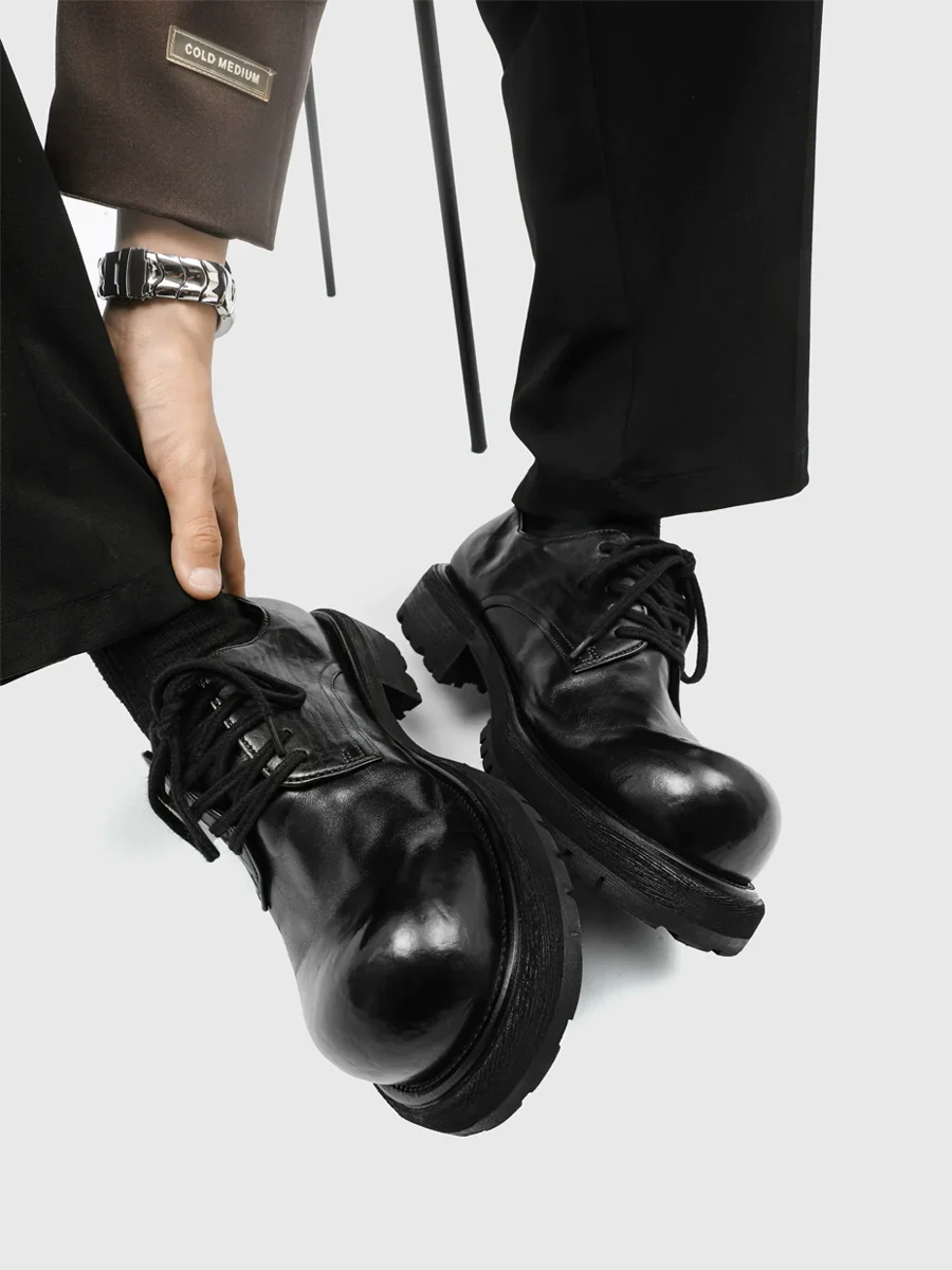 Textured Horse Leather Derby Shoes - Image 3