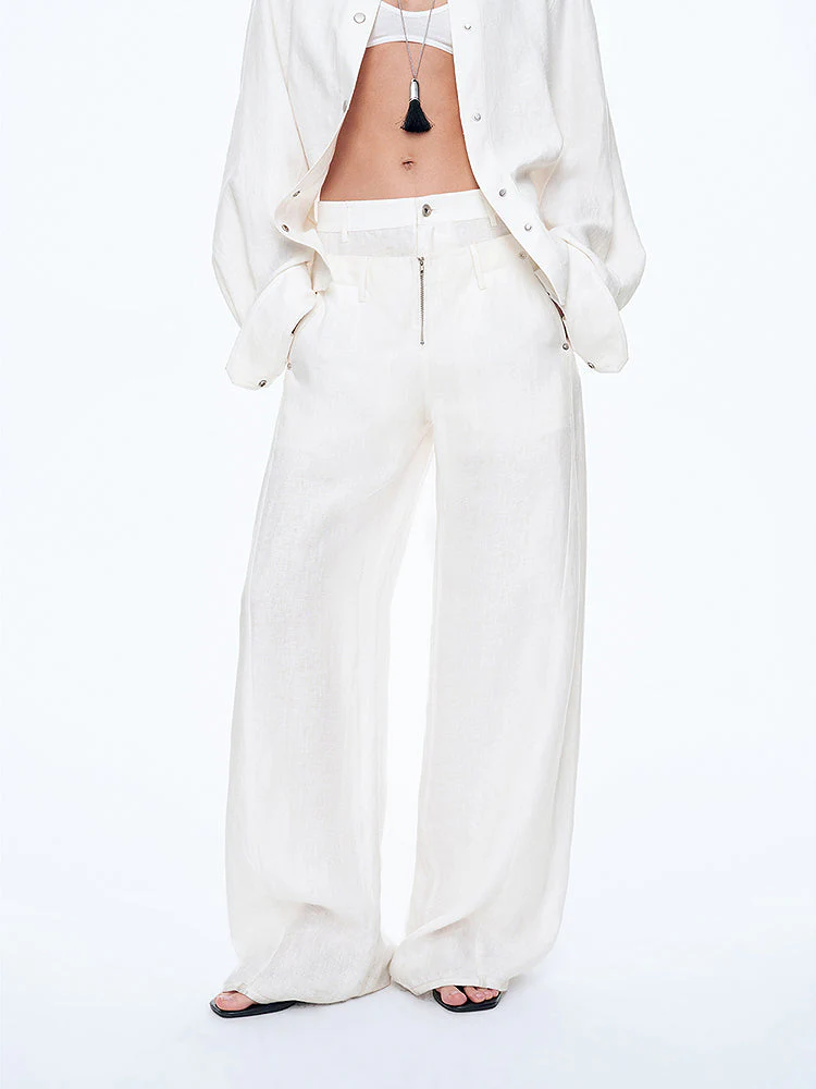 Textured Linen Trousers - Image 2