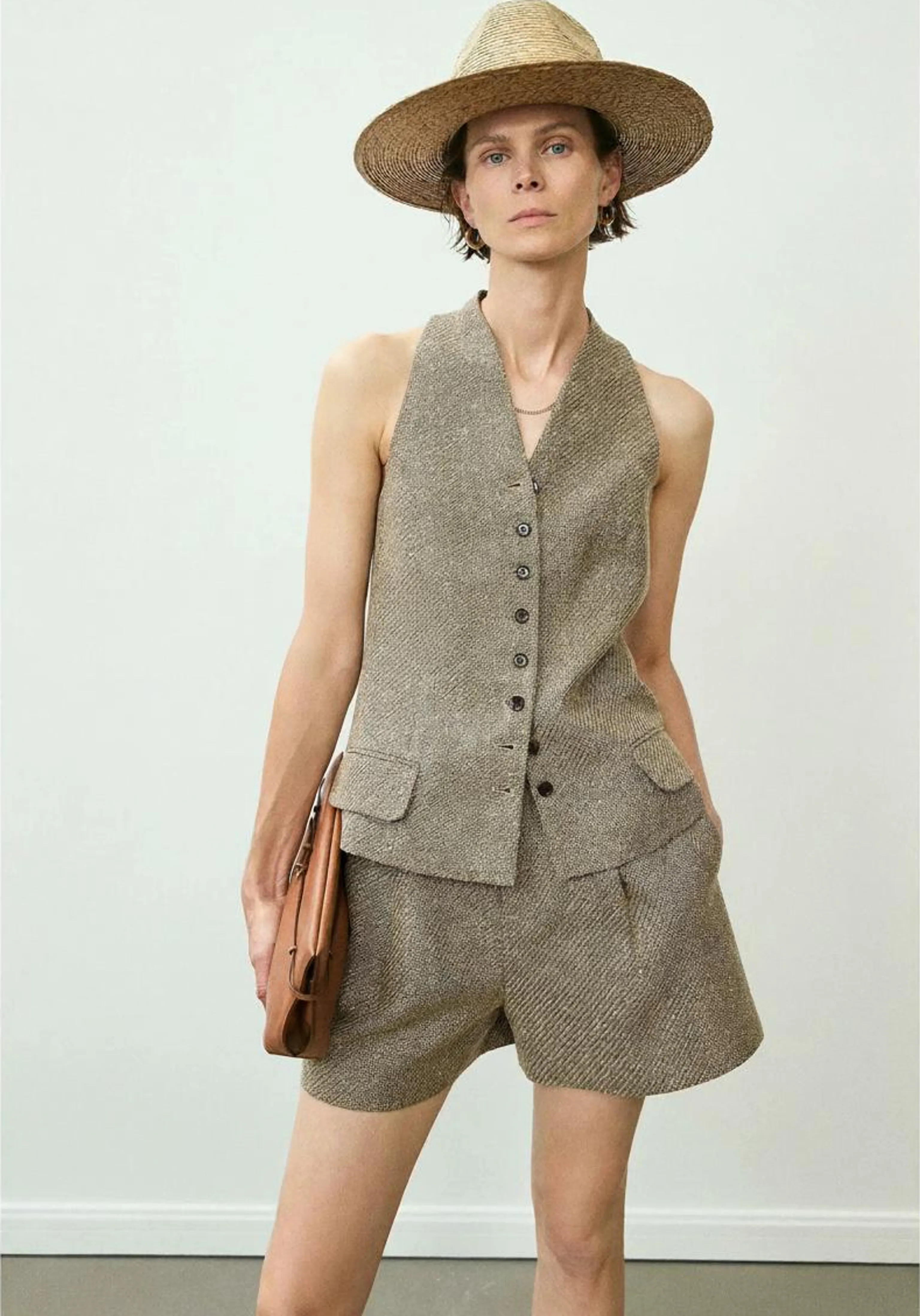 Textured Linen Vest & Shorts Set
