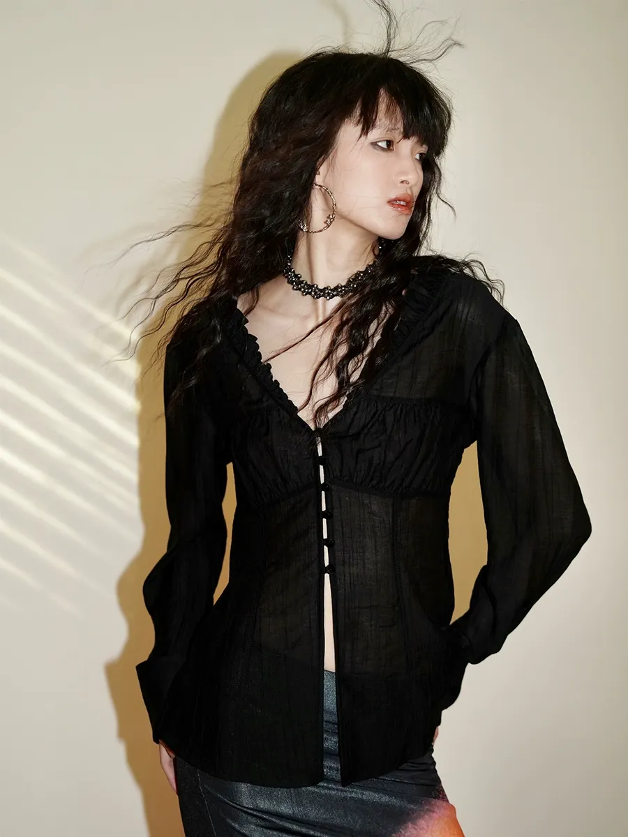 Textured Long Sleeve Blouse - Image 4