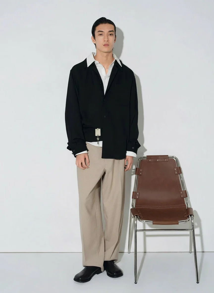 Textured Lyocell-Wool Convertible Shirt - Image 3