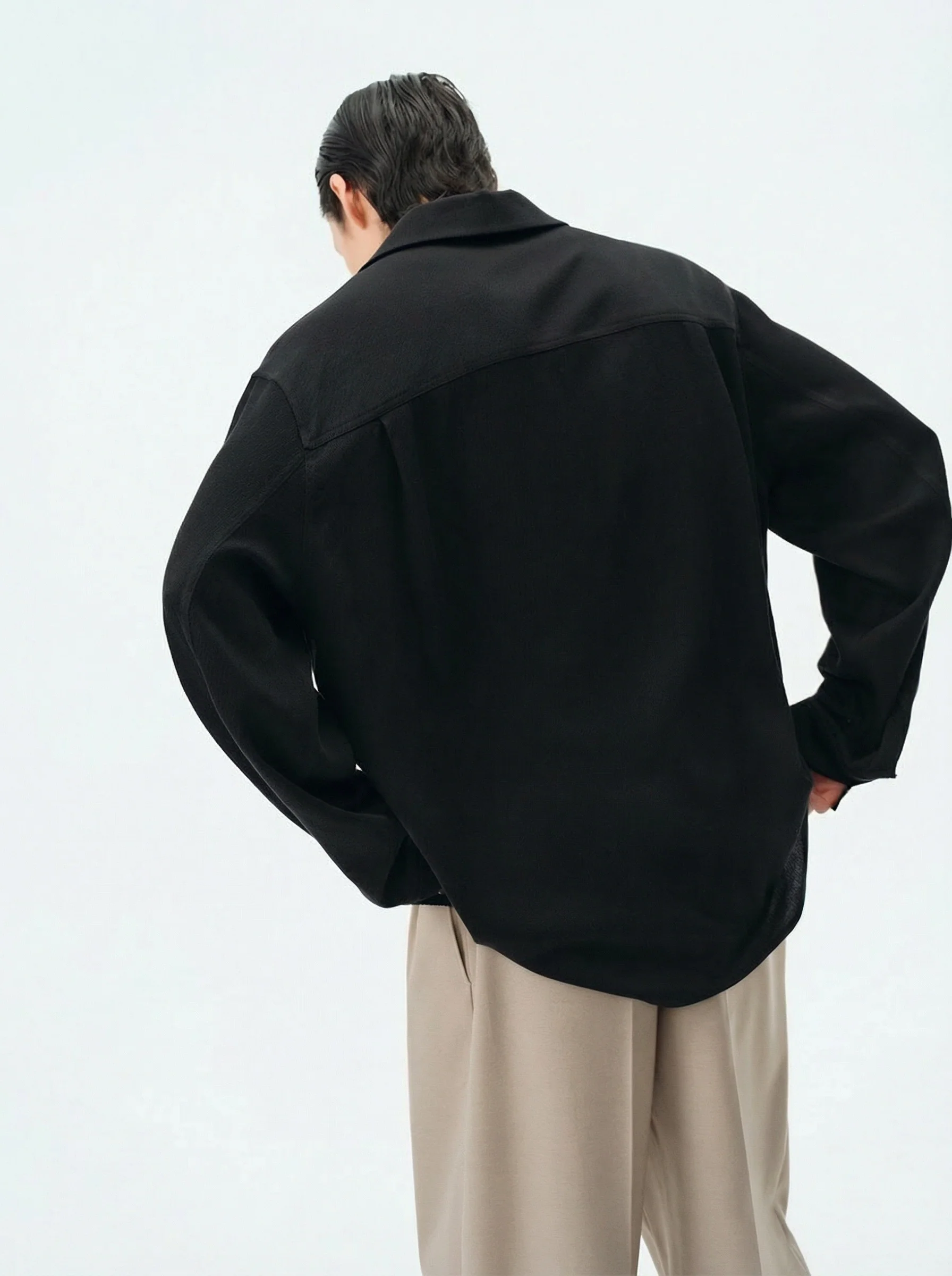 Textured Lyocell-Wool Convertible Shirt - Image 4