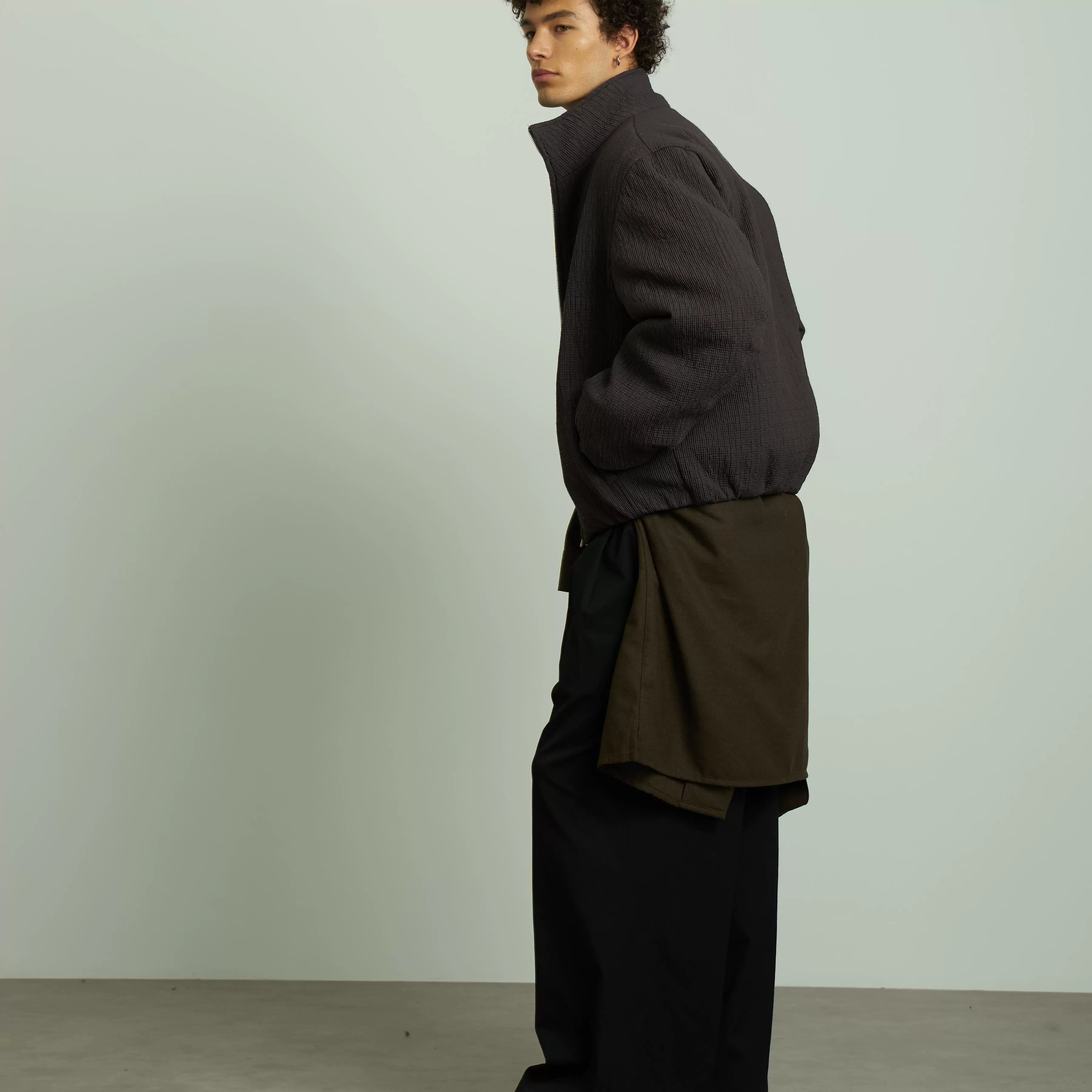 Textured Stand Collar Jacket - Image 3