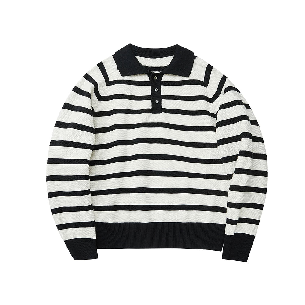 Textured Stripe Knit Polo - Image 2