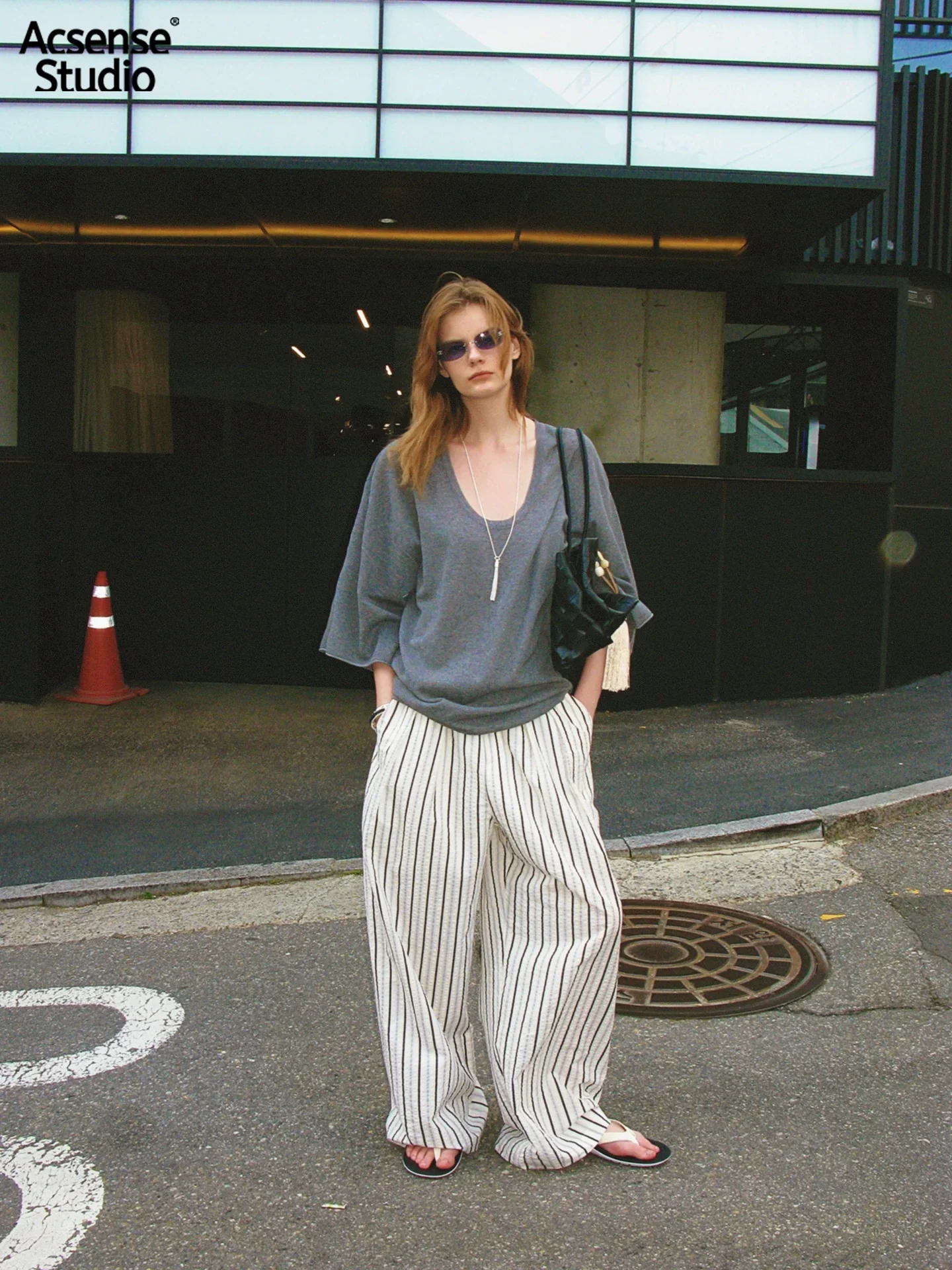 Textured Stripe Wide-Leg Pants - Image 2