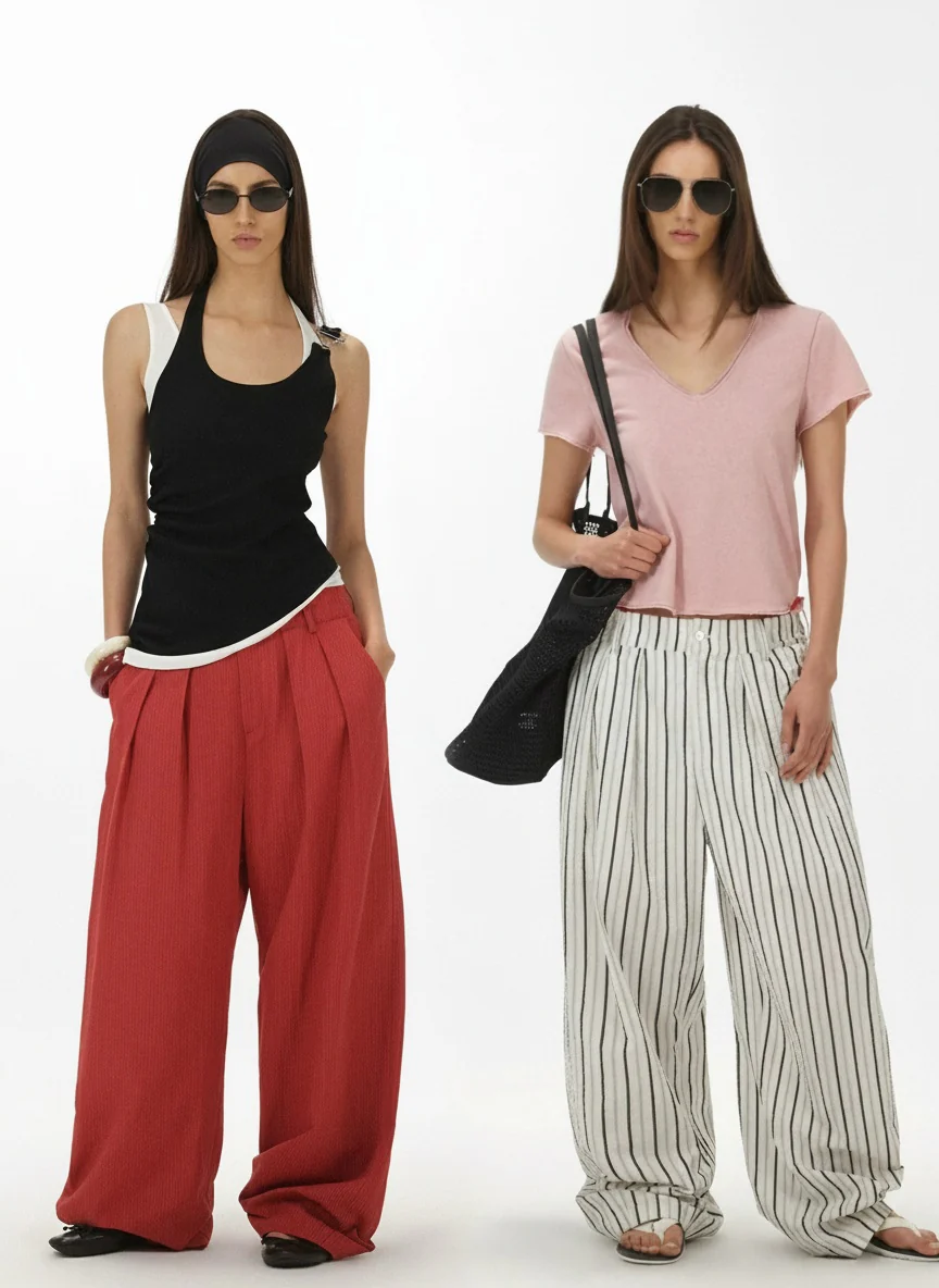 Textured Stripe Wide-Leg Pants - Image 5