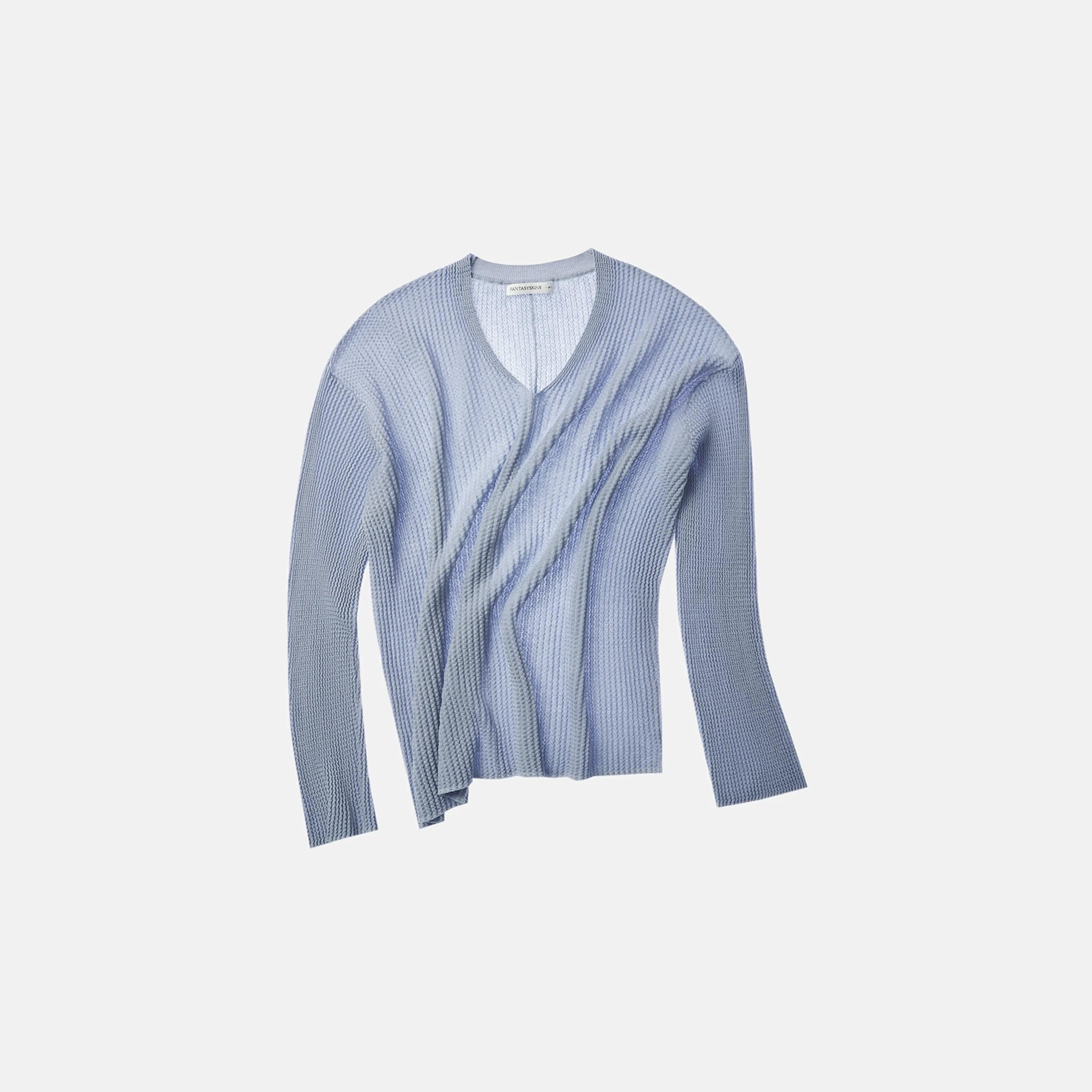 Textured Tencel V-Neck Long-Sleeve Top - Image 7