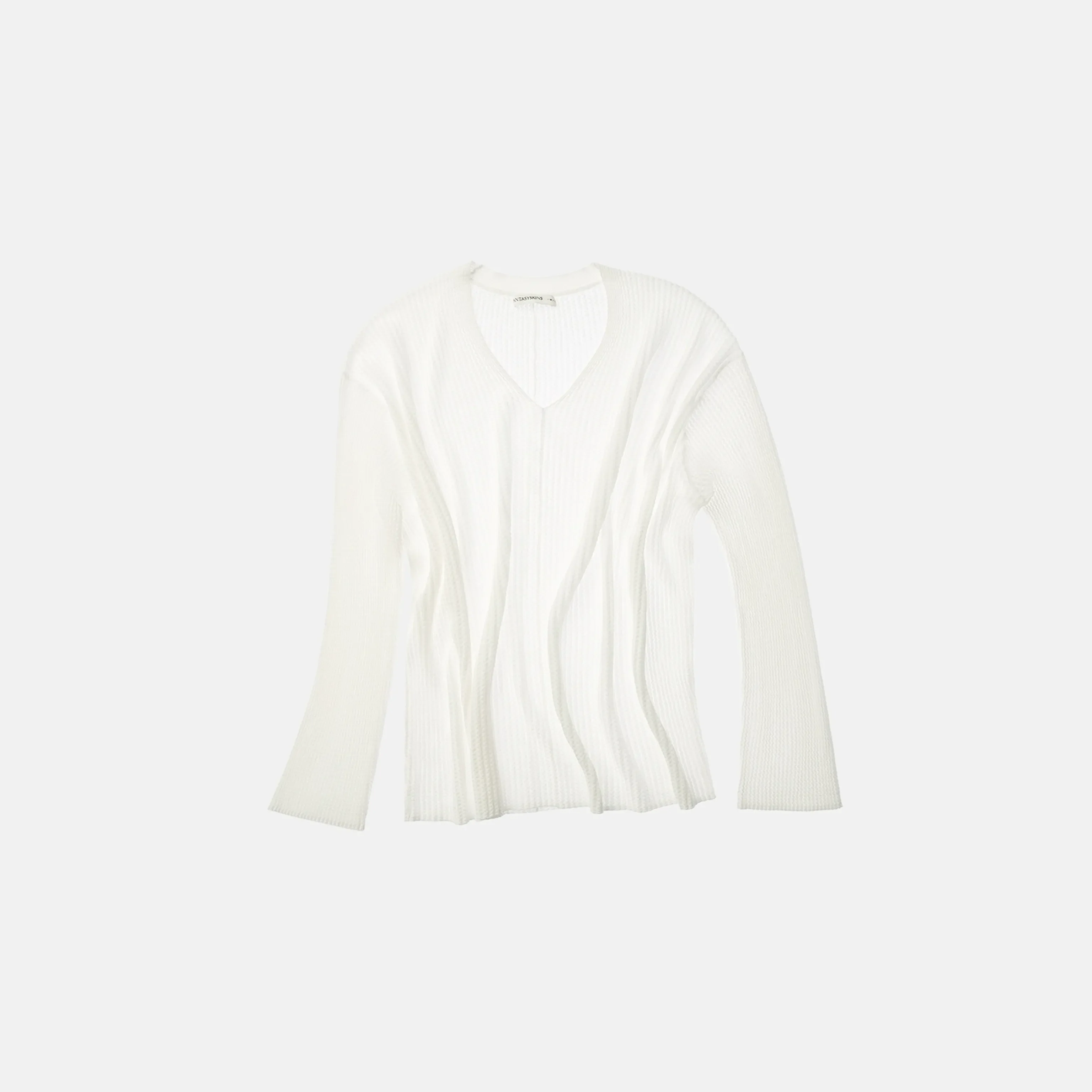 Textured Tencel V-Neck Long-Sleeve Top - Image 8