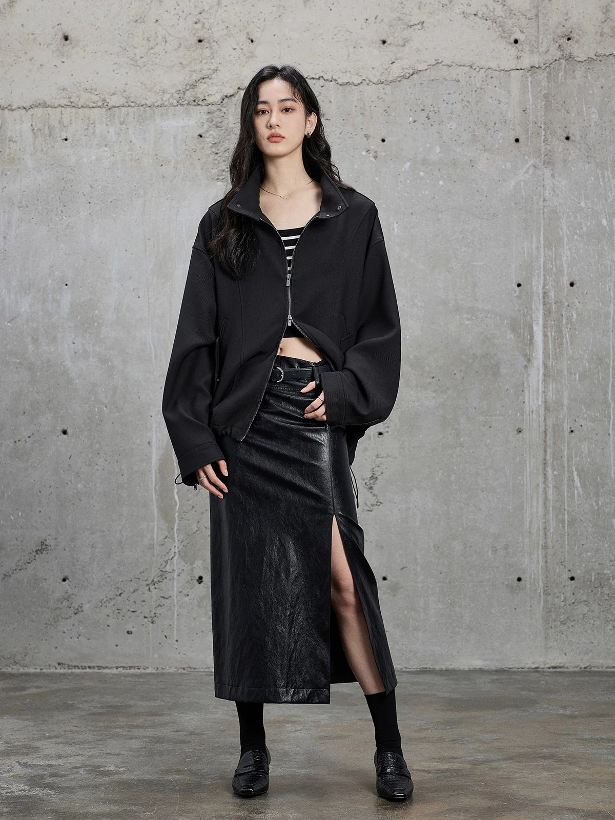 Textured Twill Funnel-Neck Jacket - Image 2