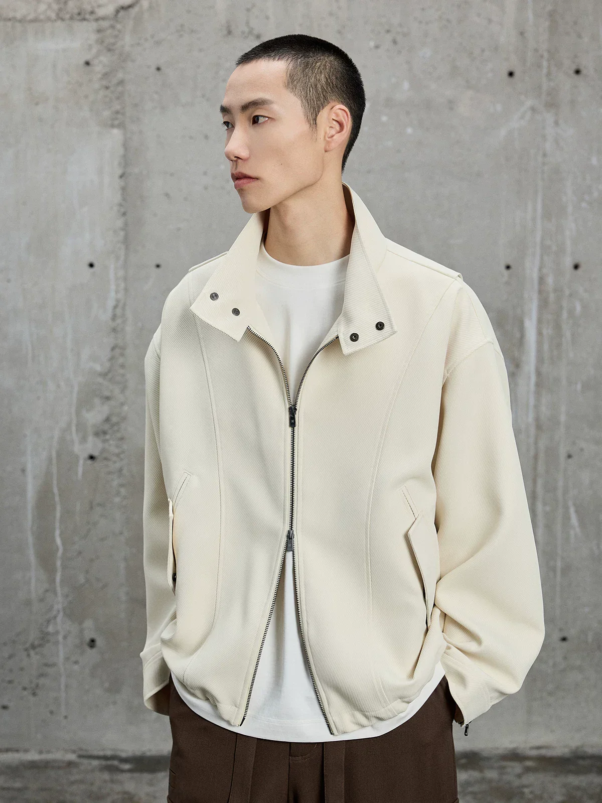 Textured Twill Funnel-Neck Jacket - Image 4