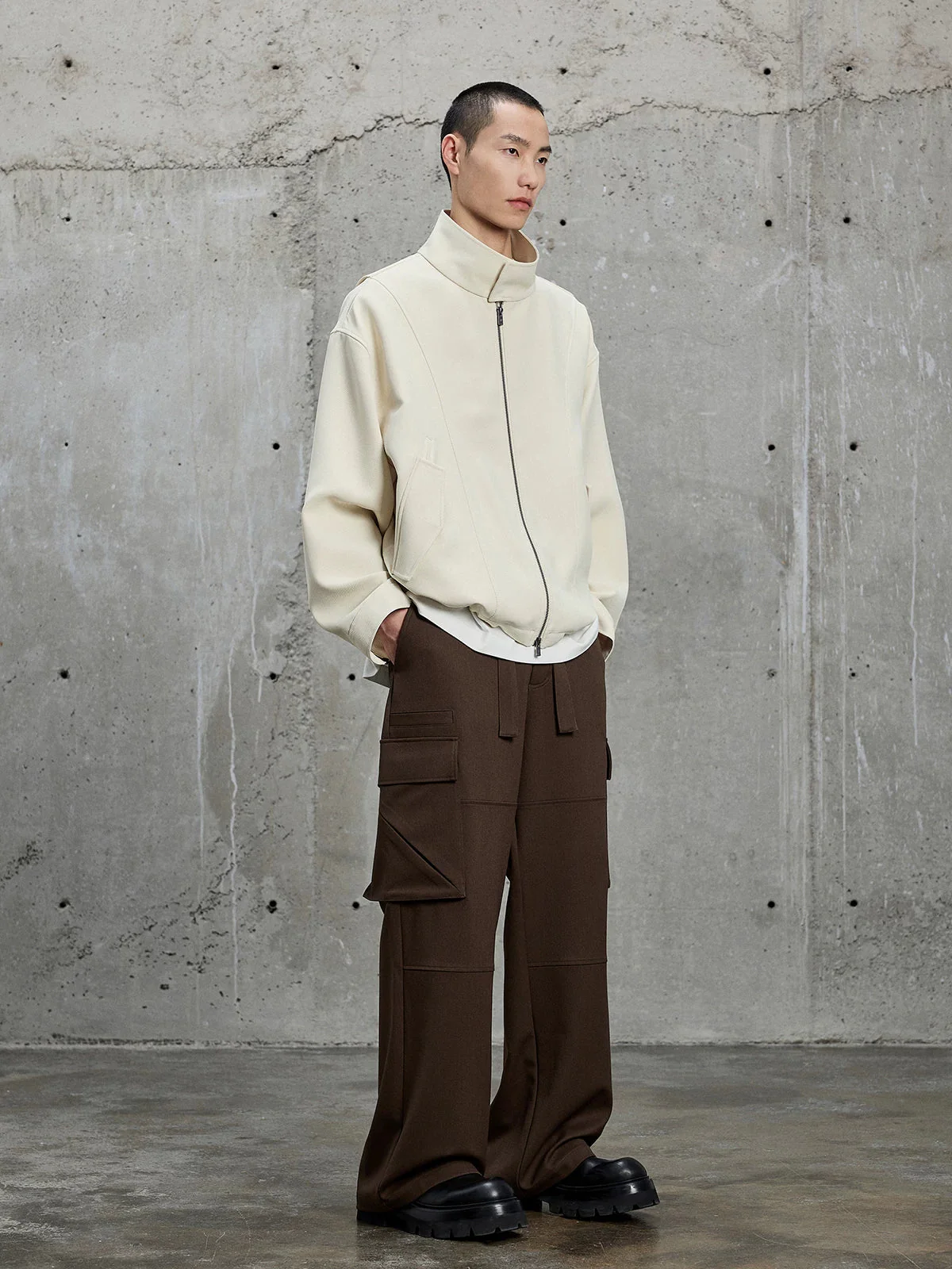 Textured Twill Funnel-Neck Jacket - Image 5