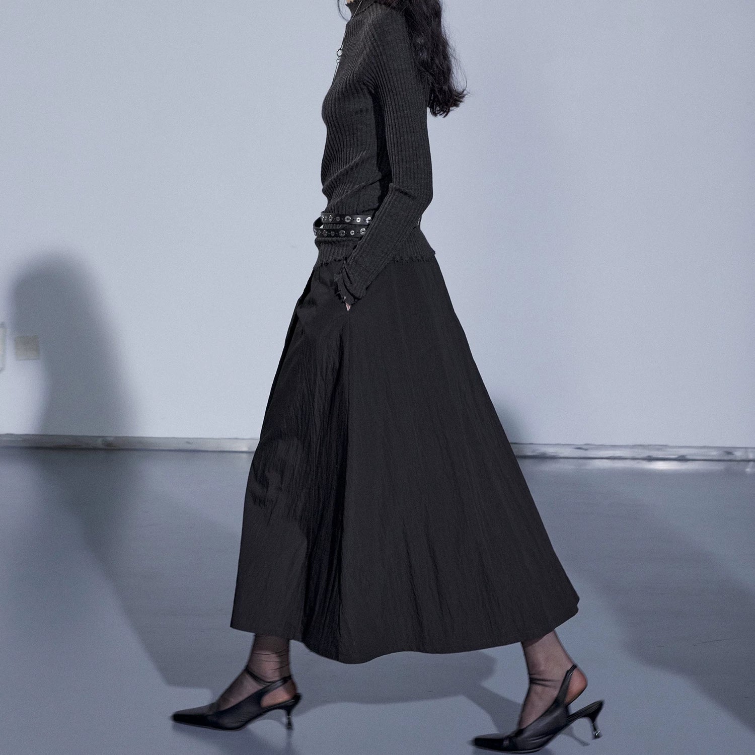 Textured Two-Way Wrap A-Line Midi Skirt - Image 6