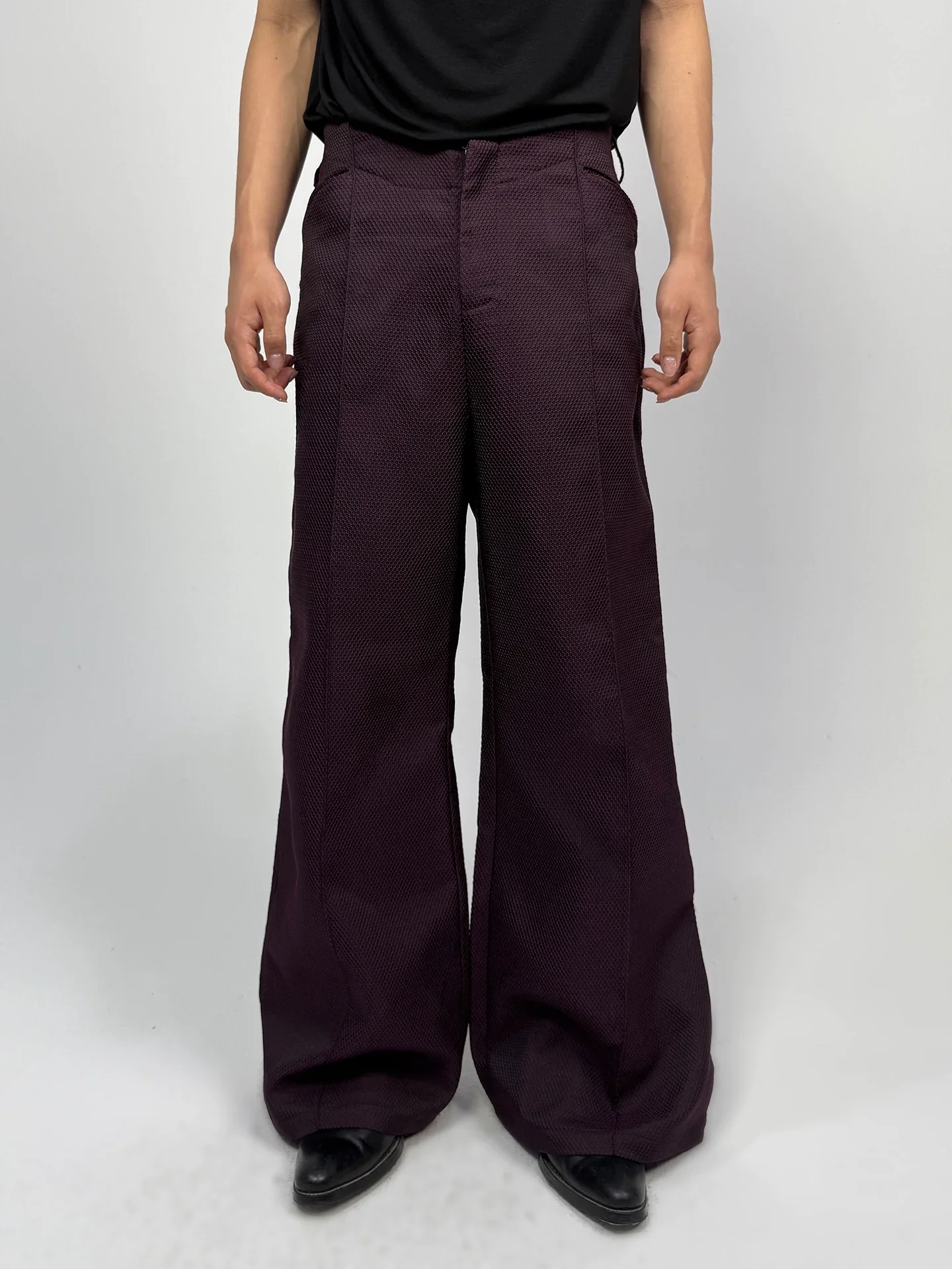 Textured Wide-Leg Trousers - Image 3
