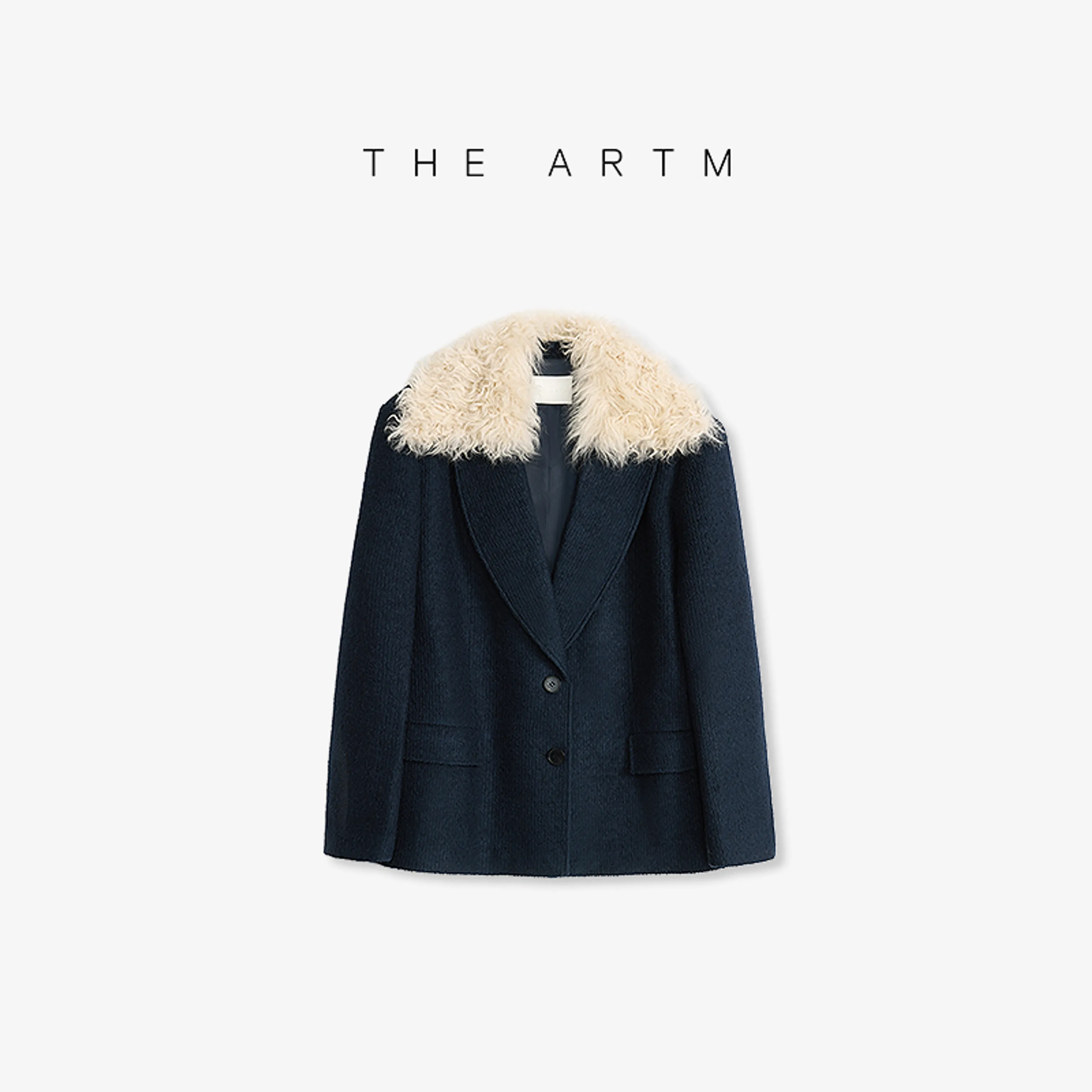 Textured Wool Coat with Fur Collar - Image 8