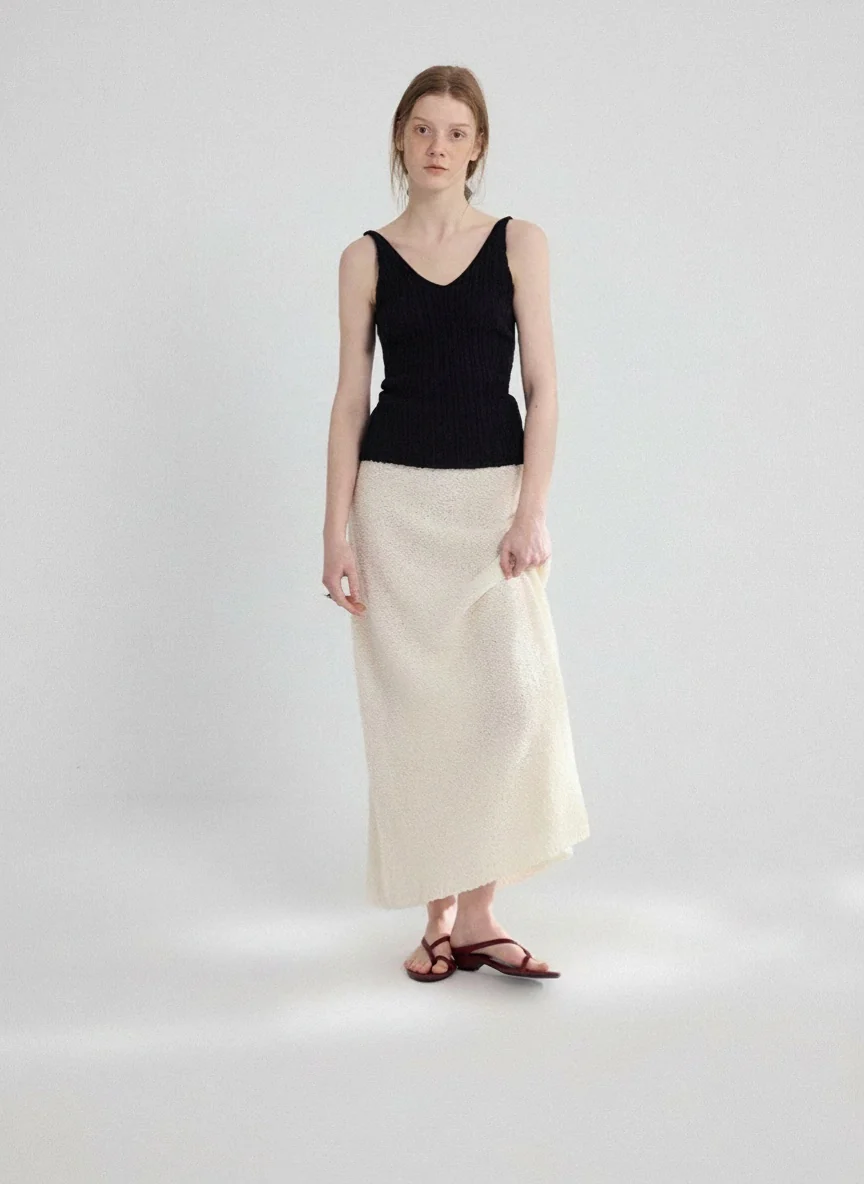 Textured Wool Knit Maxi Skirt - Image 6