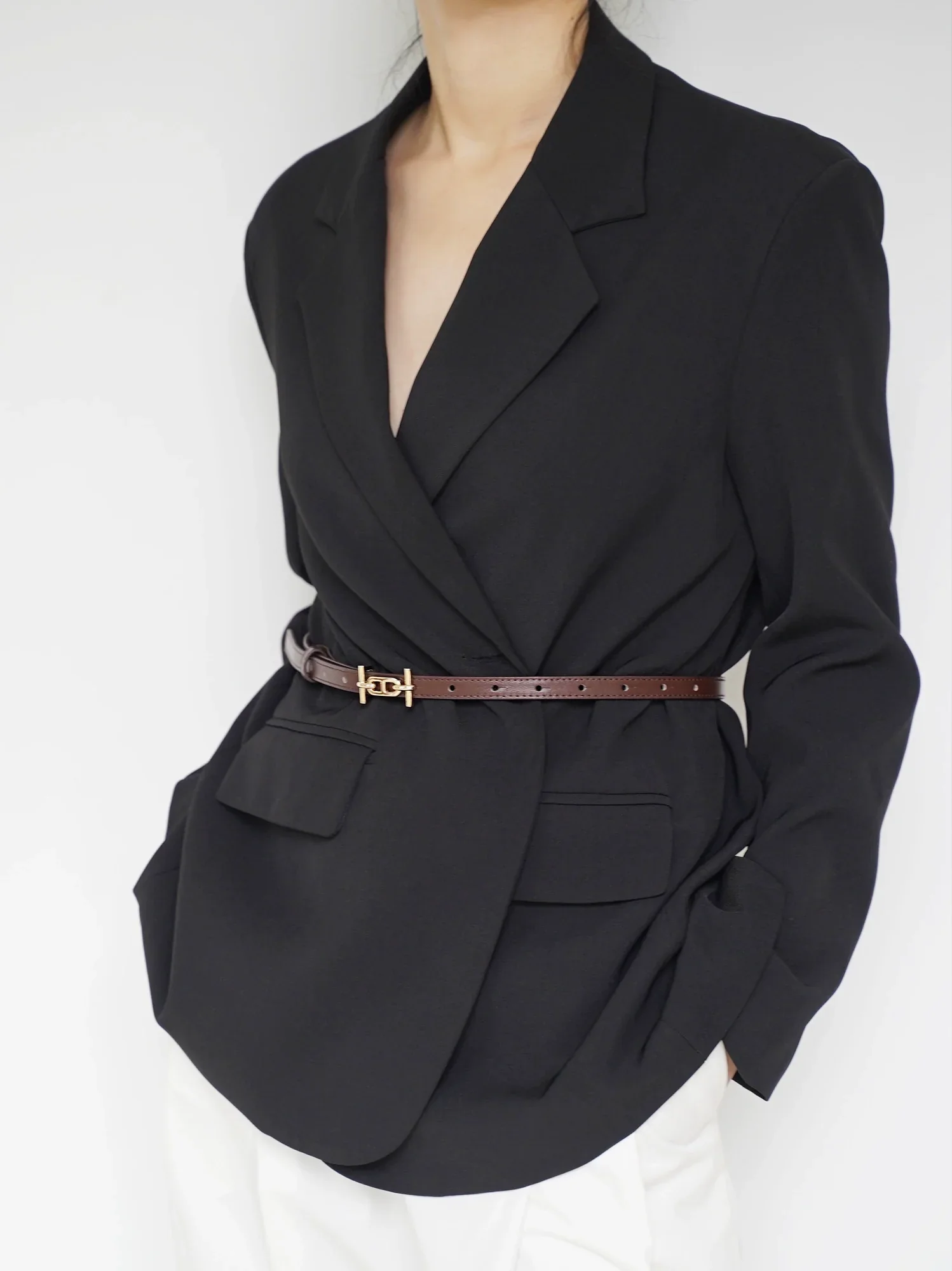 Thin Cowhide Leather Belt - Image 4