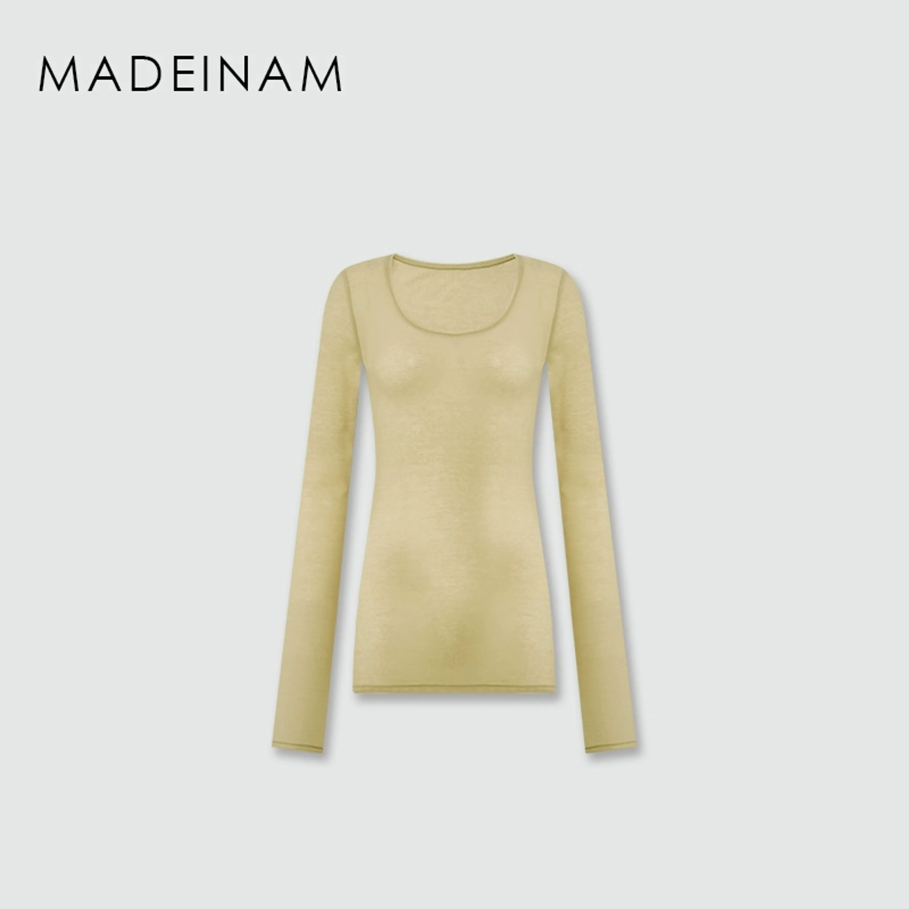 Thin High-Count Ribbed Cotton Round-Neck Base Top - Image 7