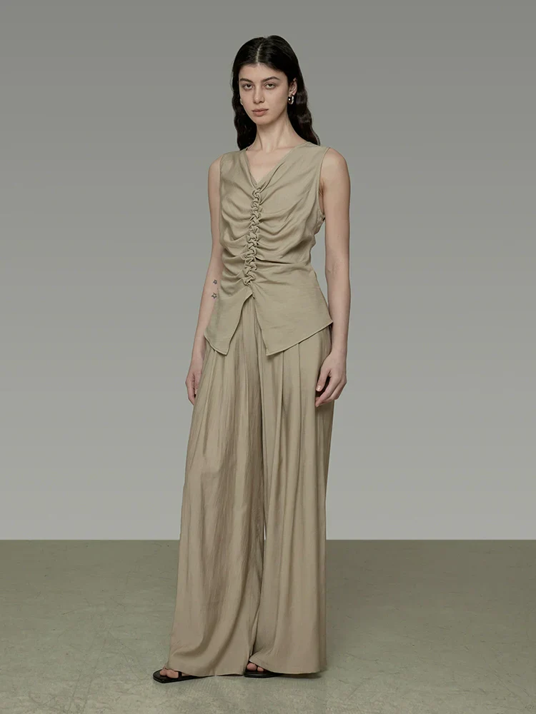 Three-Dimensional Pleated Wide-Leg Pants - Image 3