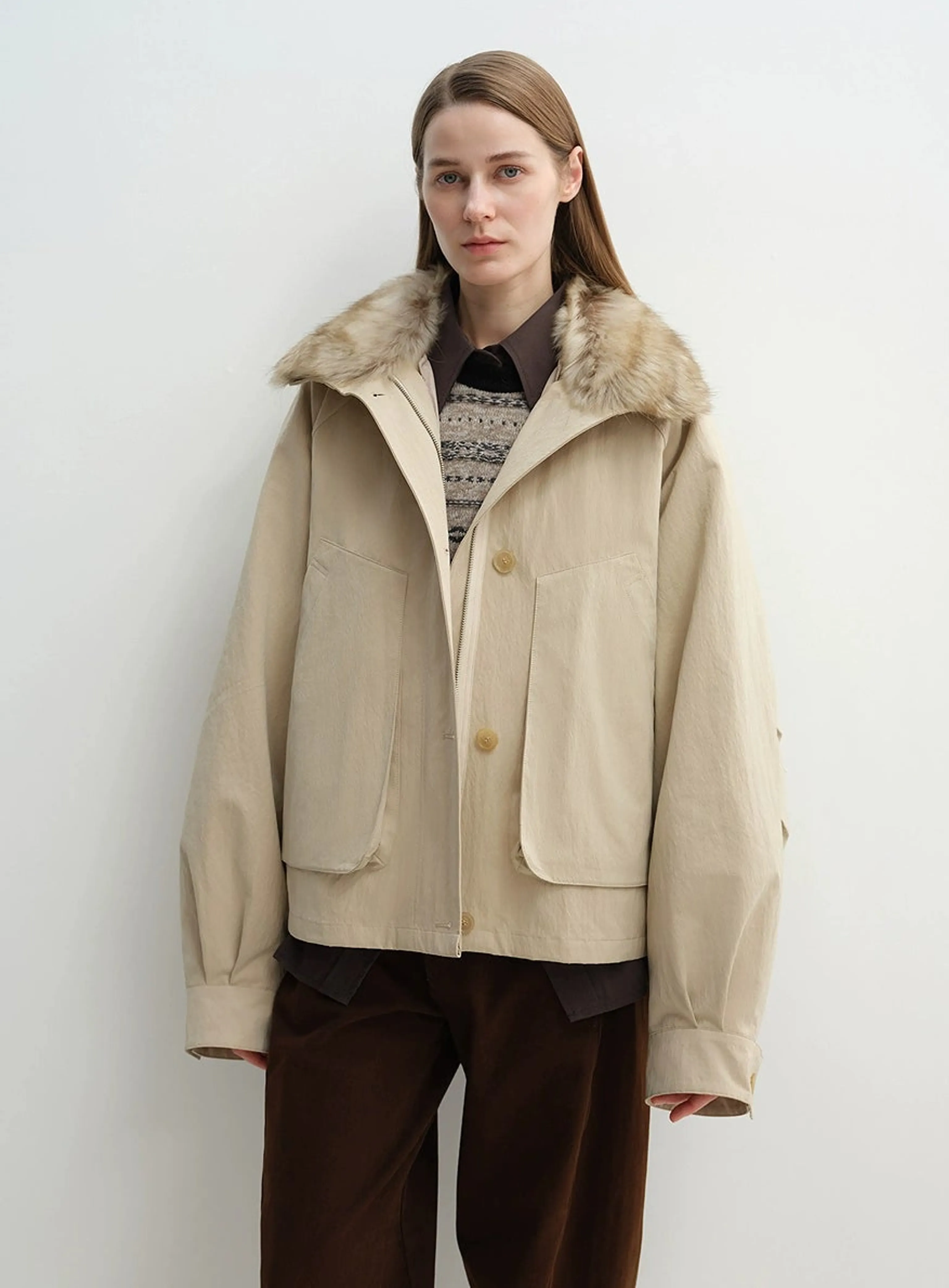 Three-Way Raccoon Fur Collar Down Parka - Image 4