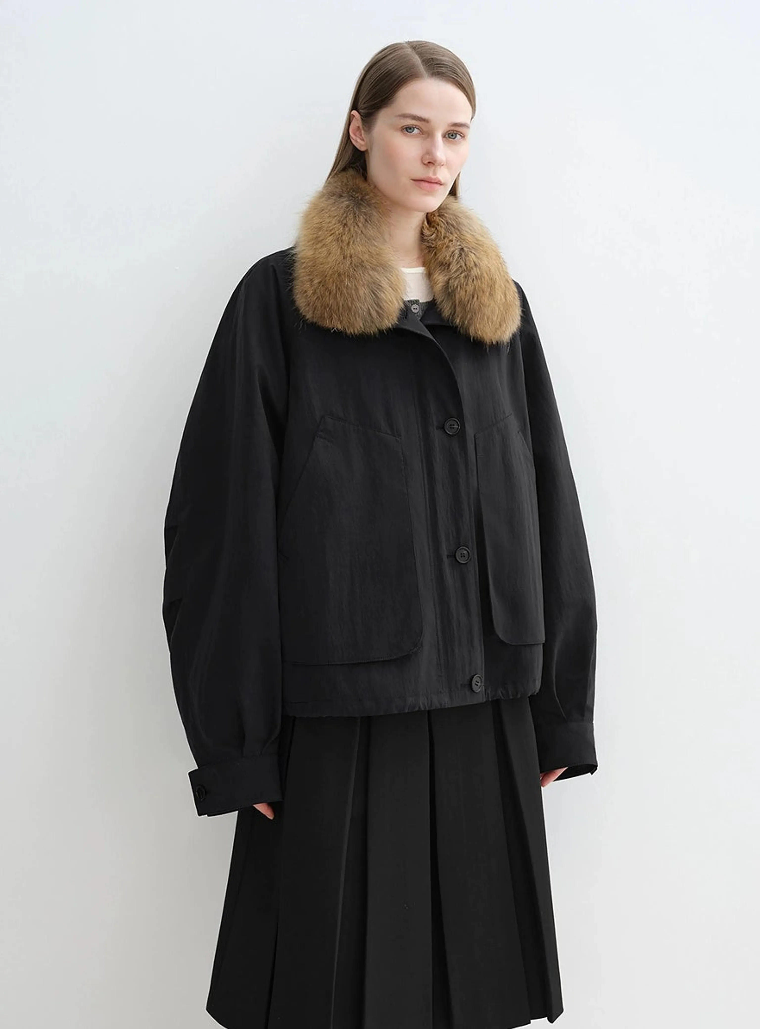 Three-Way Raccoon Fur Collar Down Parka - Image 5