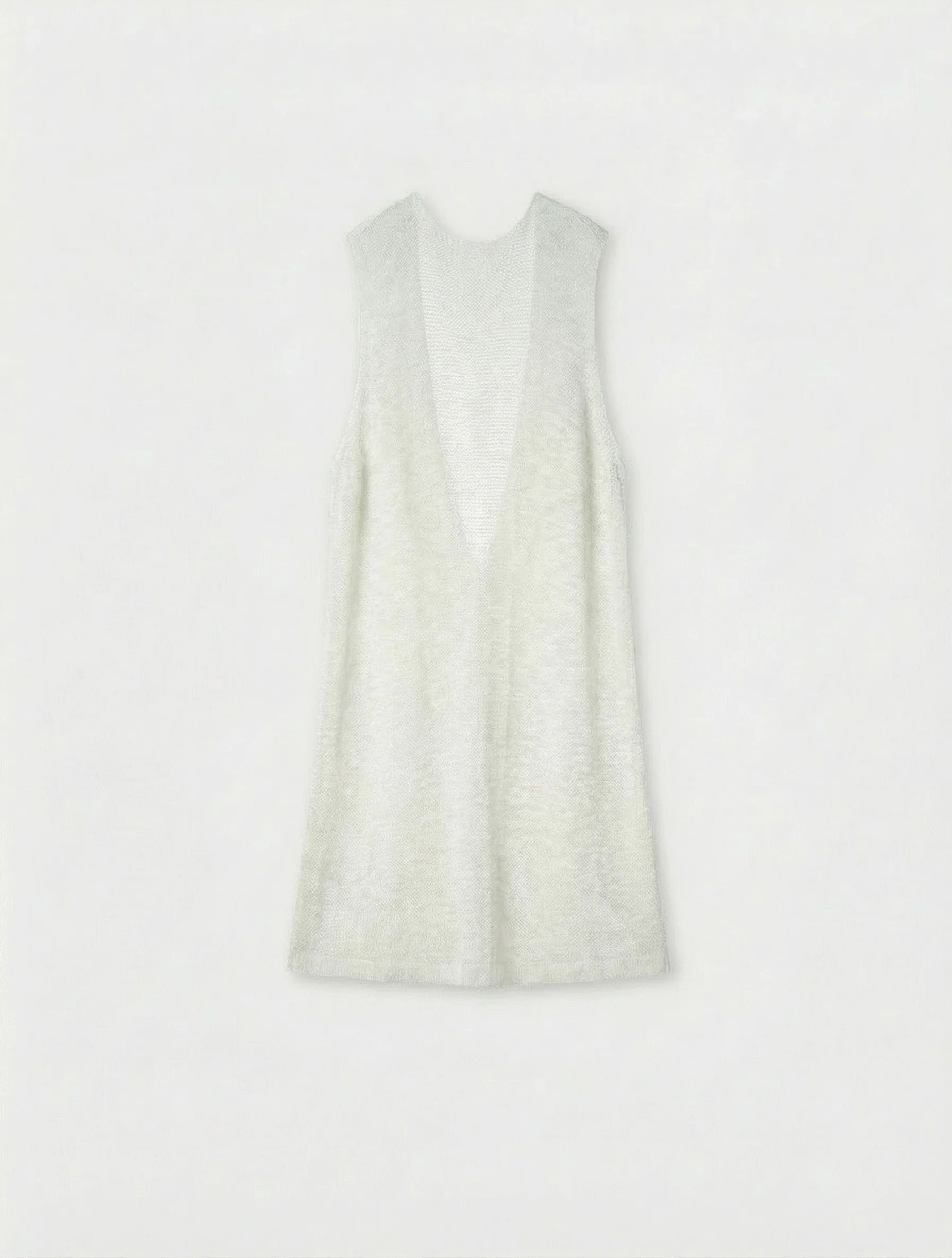 Tie-Front Open-Knit Long Vest - Image 3