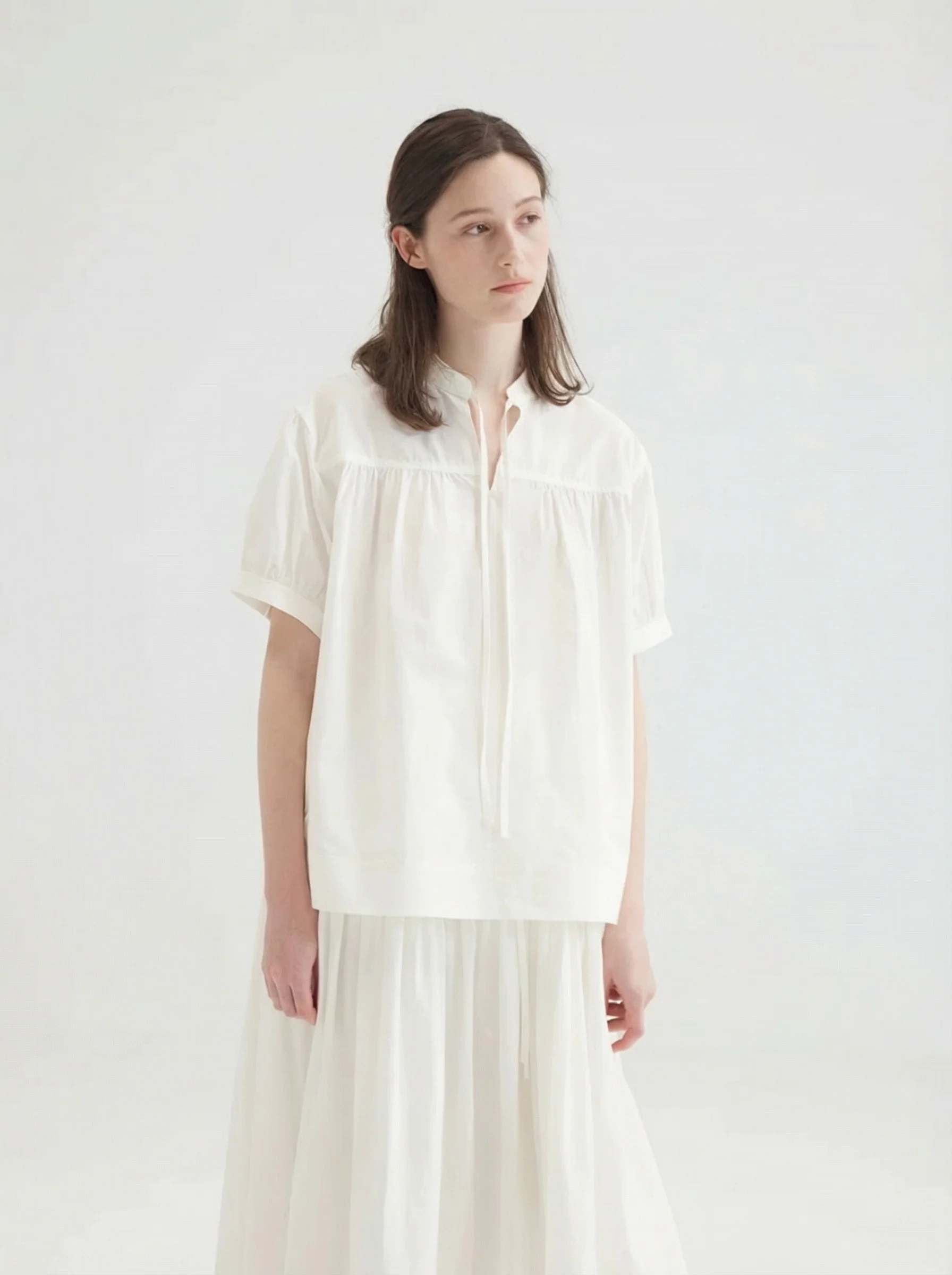 Tie-Neck Yoke Blouse - Image 4