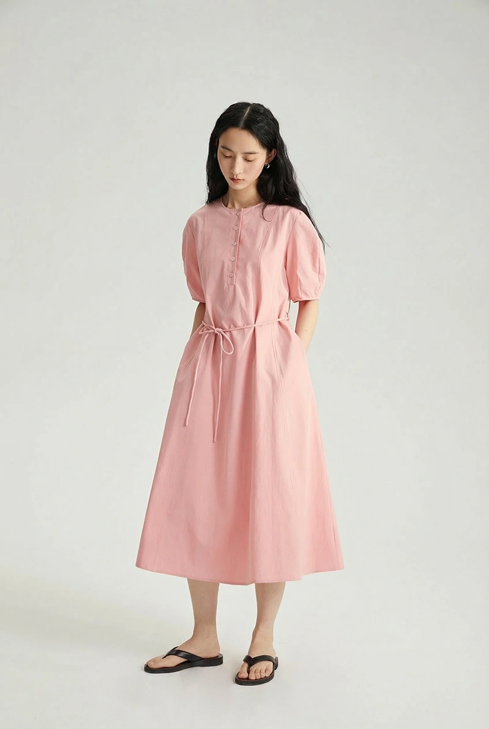 Tie-Waist Midi Dress