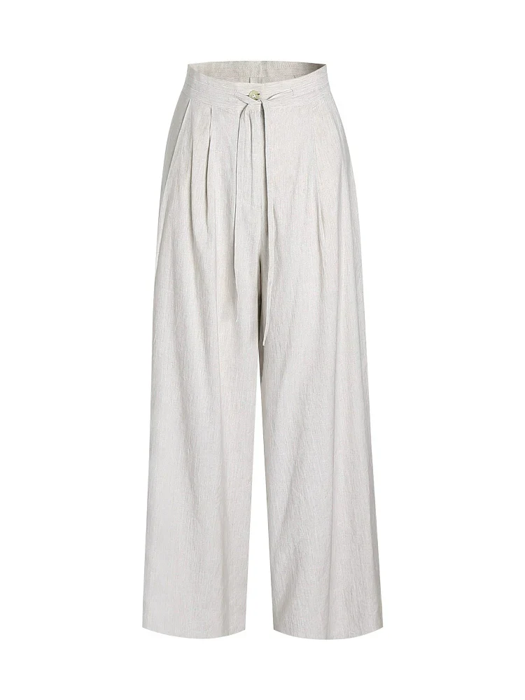 Tie-Waist Pleated Wide-Leg Pants - Image 2