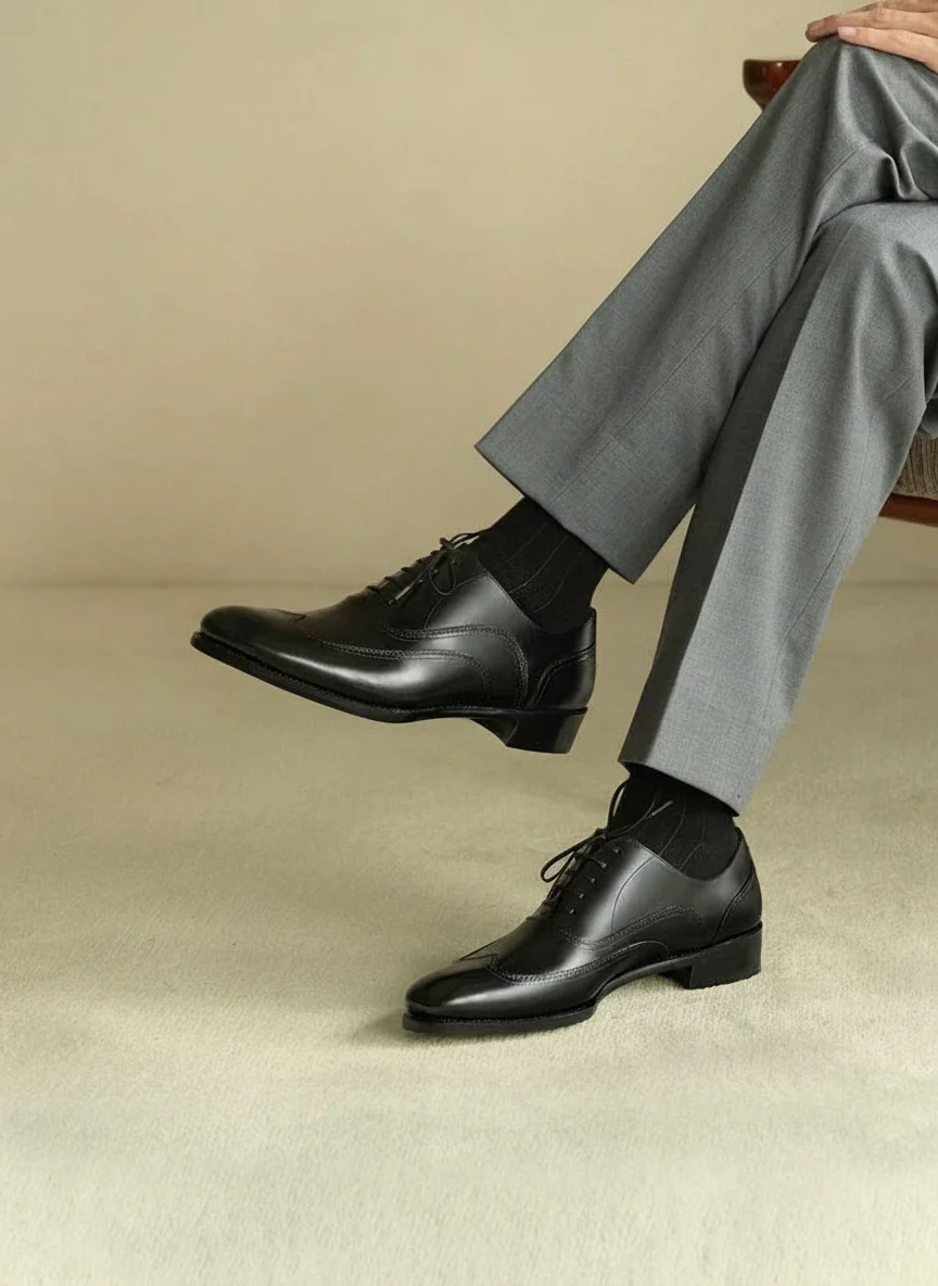 Top-Grain Leather Almond-Toe Wing-Stitch Oxford - Image 2