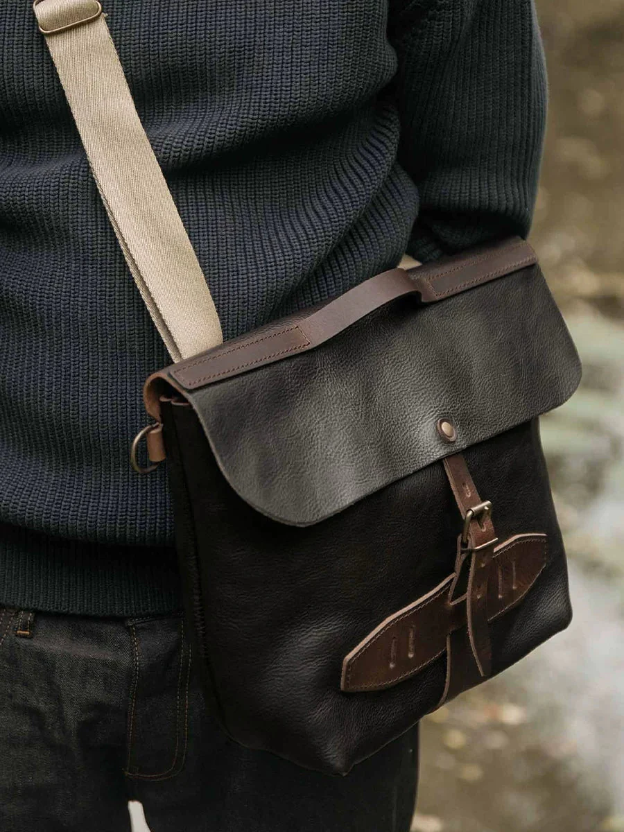 Top Grain Leather Buckle Flap Messenger - Image 3
