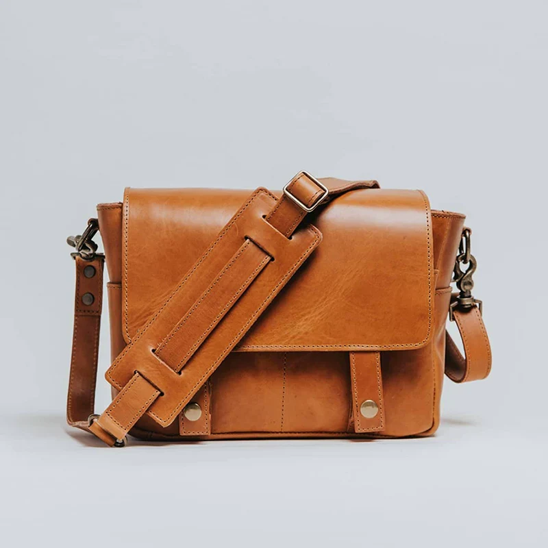 Top-Grain Leather Camera Messenger Bag - Image 6