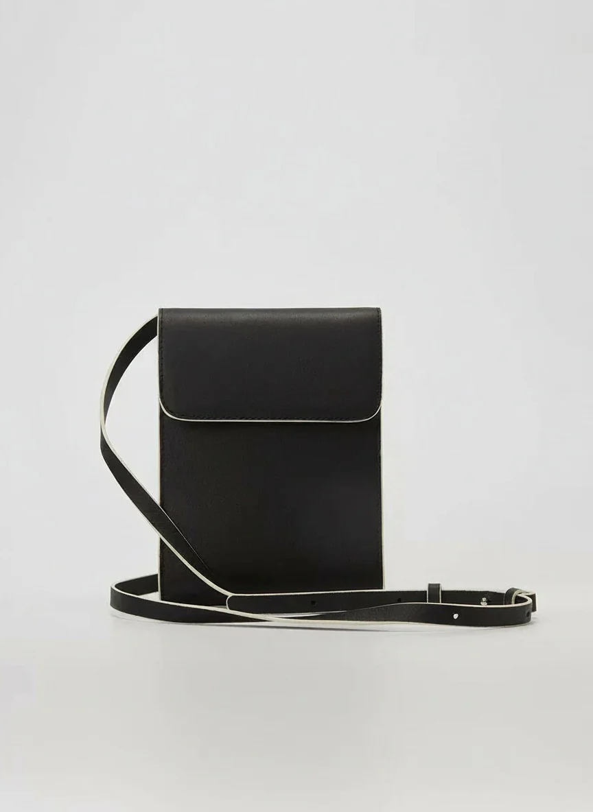 Top-Grain Leather Contrast-Edge Envelope Crossbody - Image 6