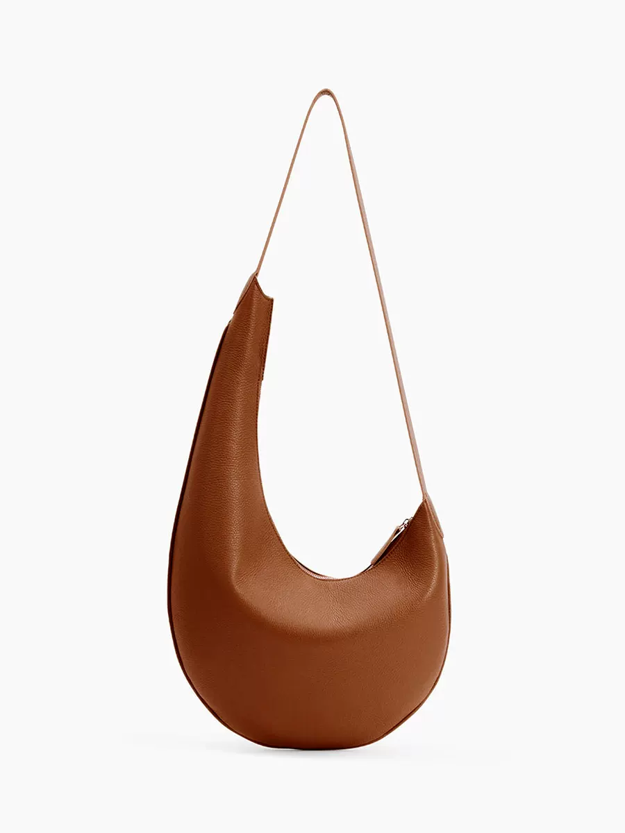 Top Grain Leather Crescent Hobo Bag - Image 5