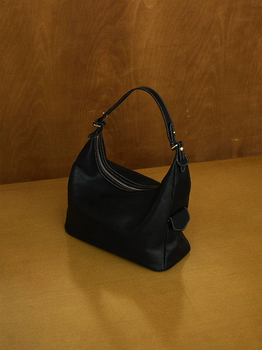 Top-Grain Leather Crescent Shoulder Bag - Image 4