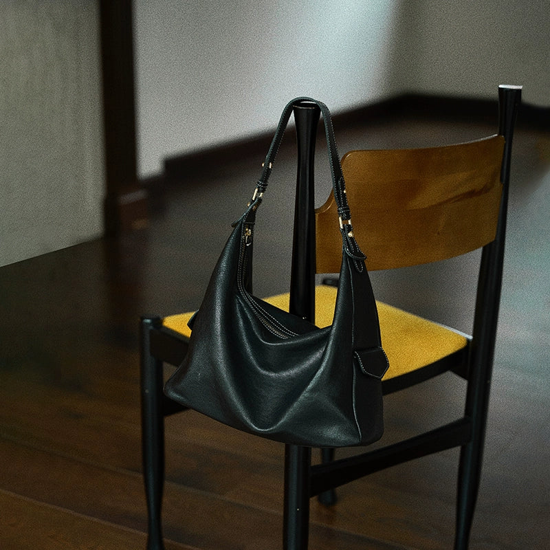 Top-Grain Leather Crescent Shoulder Bag - Image 5