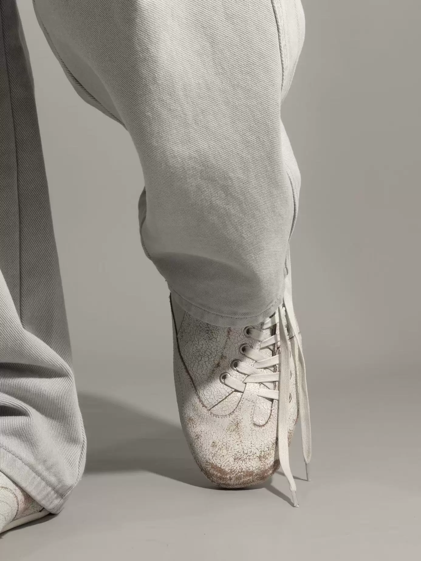 Top Grain Leather Distressed Lace-Up Sneakers - Image 6
