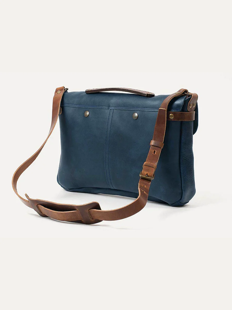 Top-Grain Leather Flap Messenger Bag with Buckle - Image 5