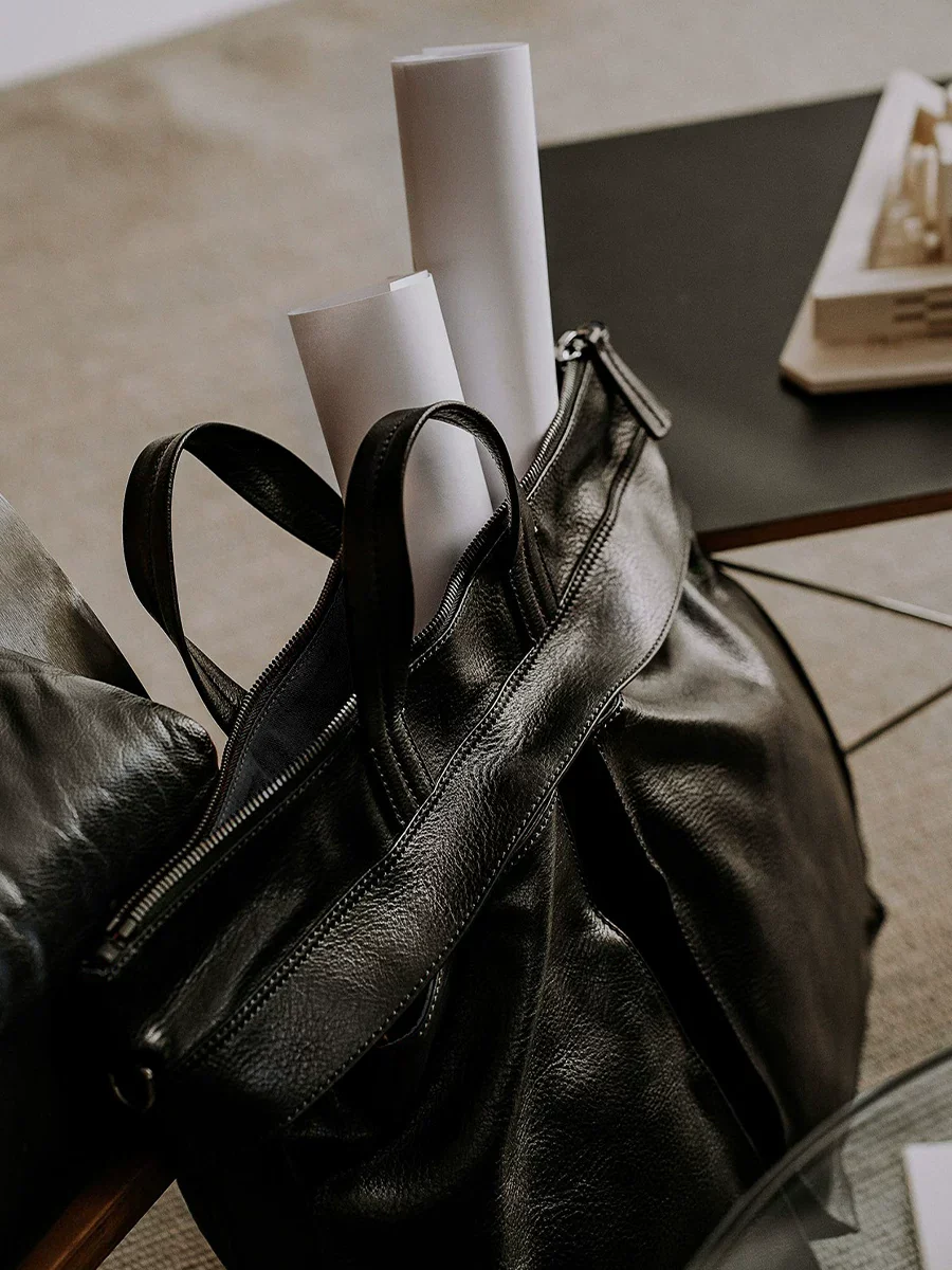 Top-Grain Leather Helmet Bag - Image 3