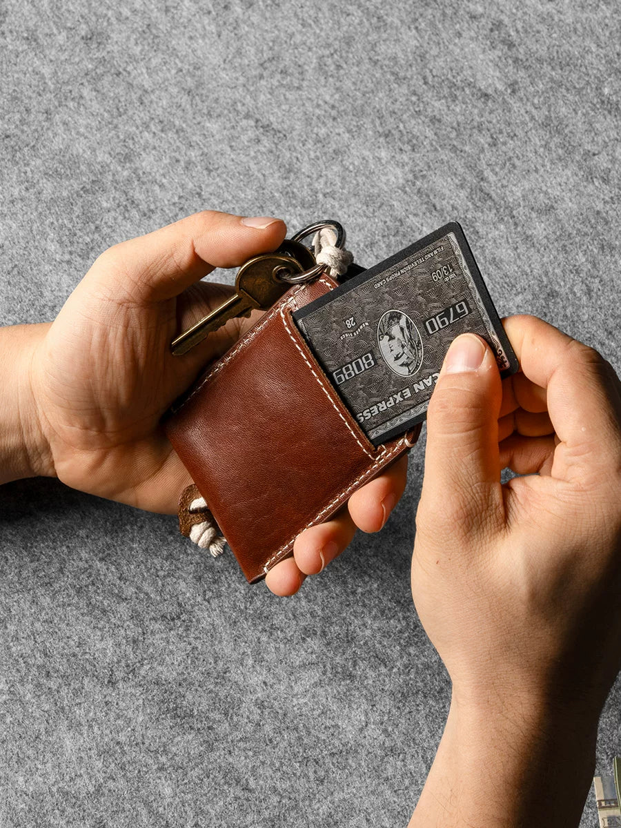 Top Grain Leather Keychain Card Sleeve - Image 3