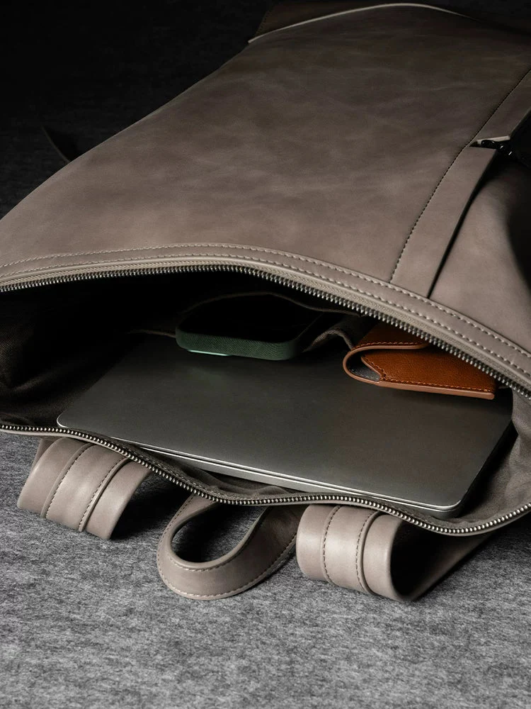 Top Grain Leather Laptop Backpack - Image 4