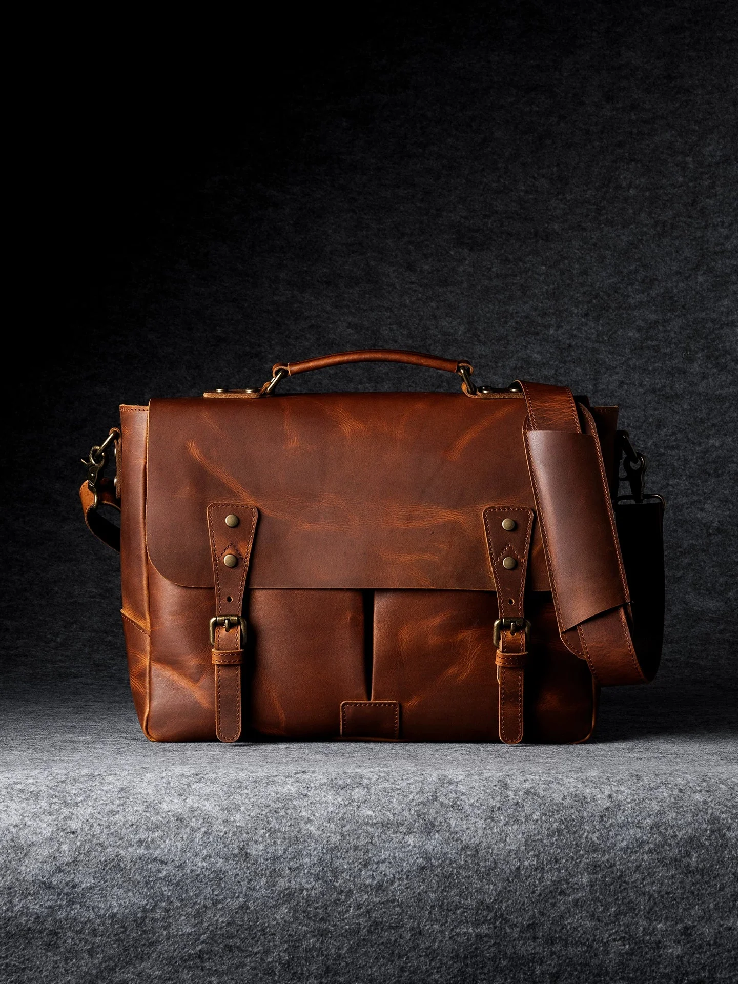 Top-Grain Leather Messenger Briefcase - Image 5