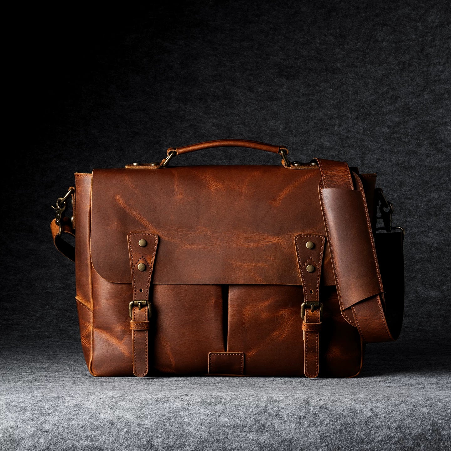 Top-Grain Leather Messenger Briefcase - Image 6