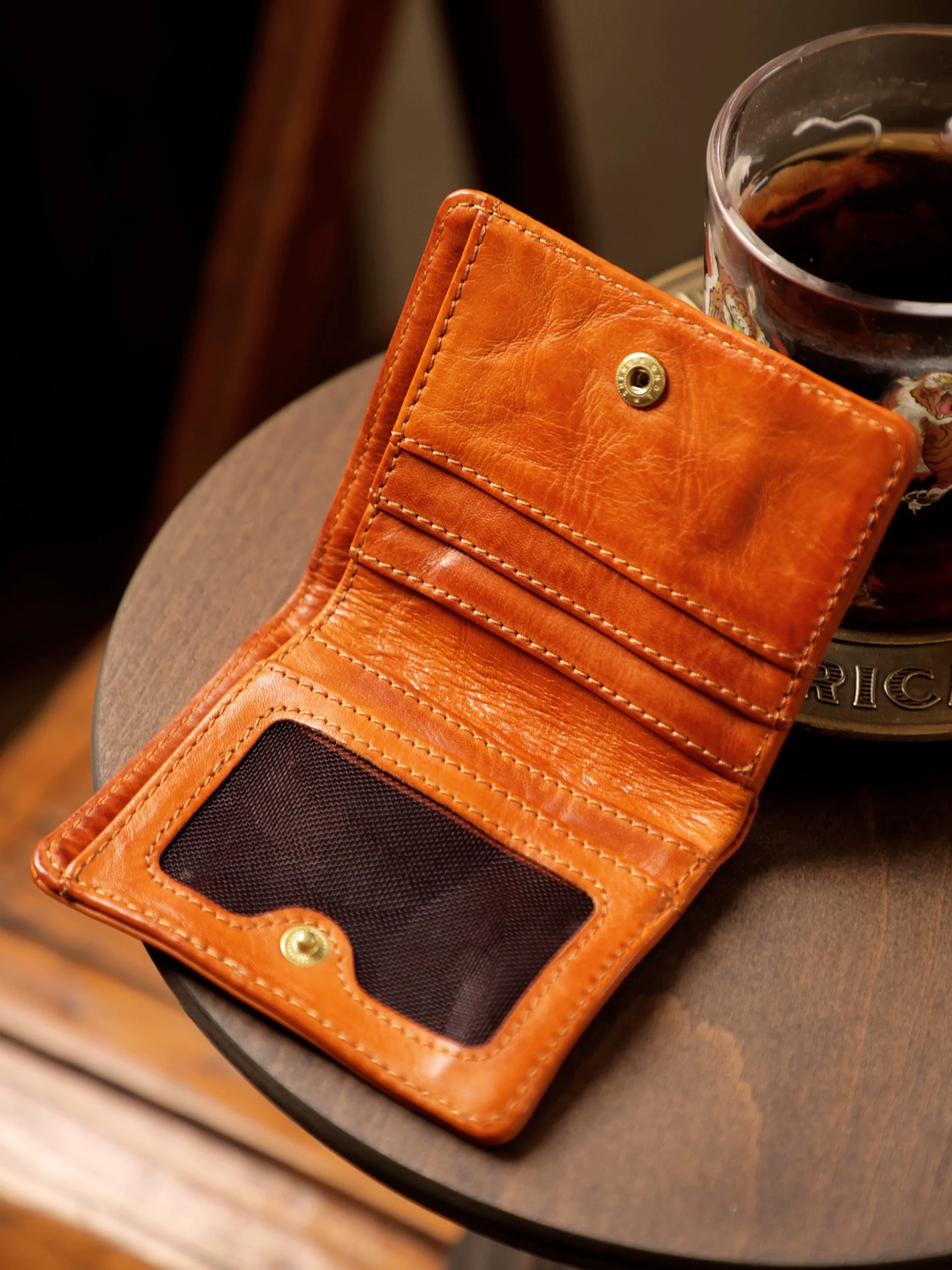 Top-Grain Leather Mini Bifold Wallet - Image 6