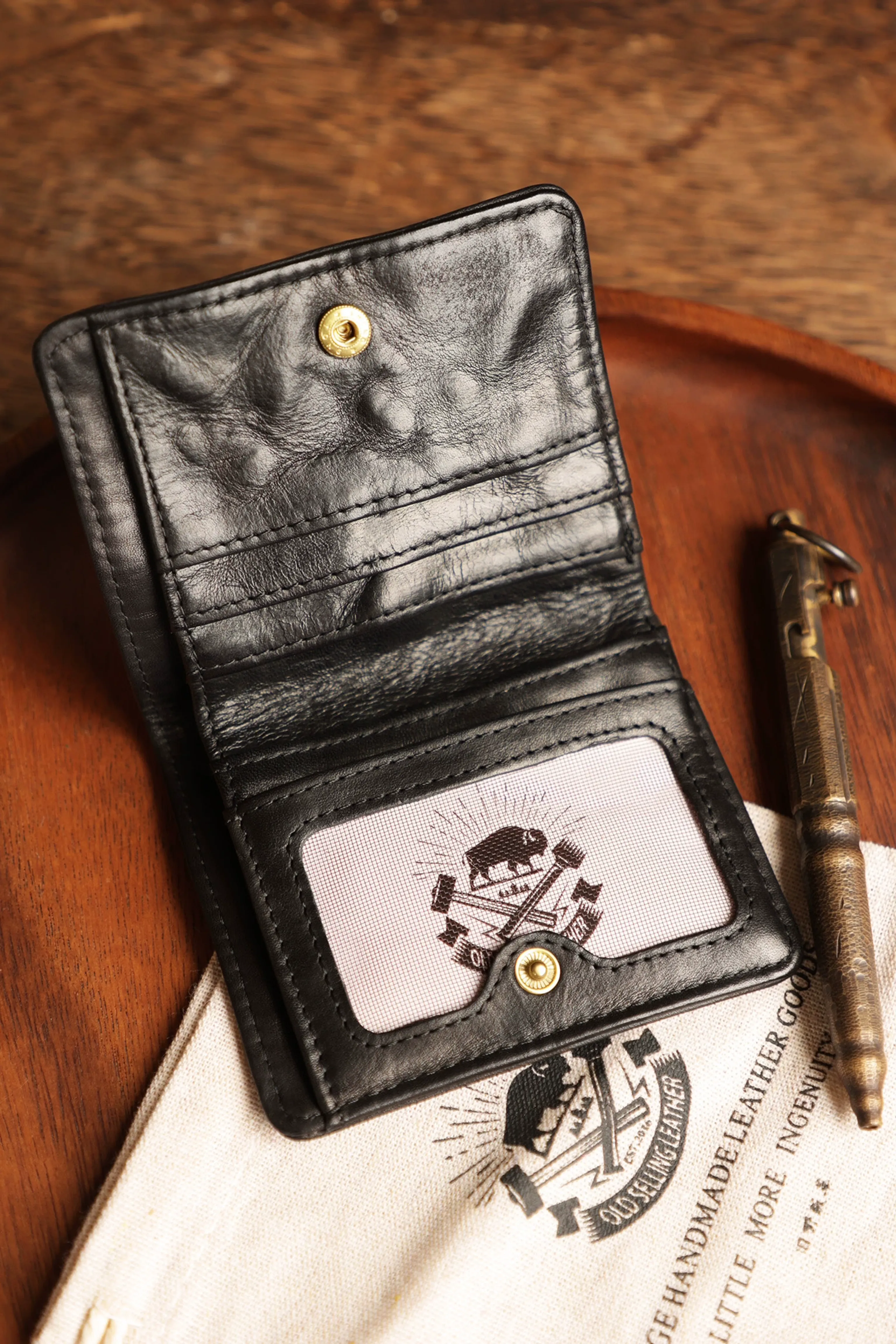 Top-Grain Leather Mini Bifold Wallet - Image 8