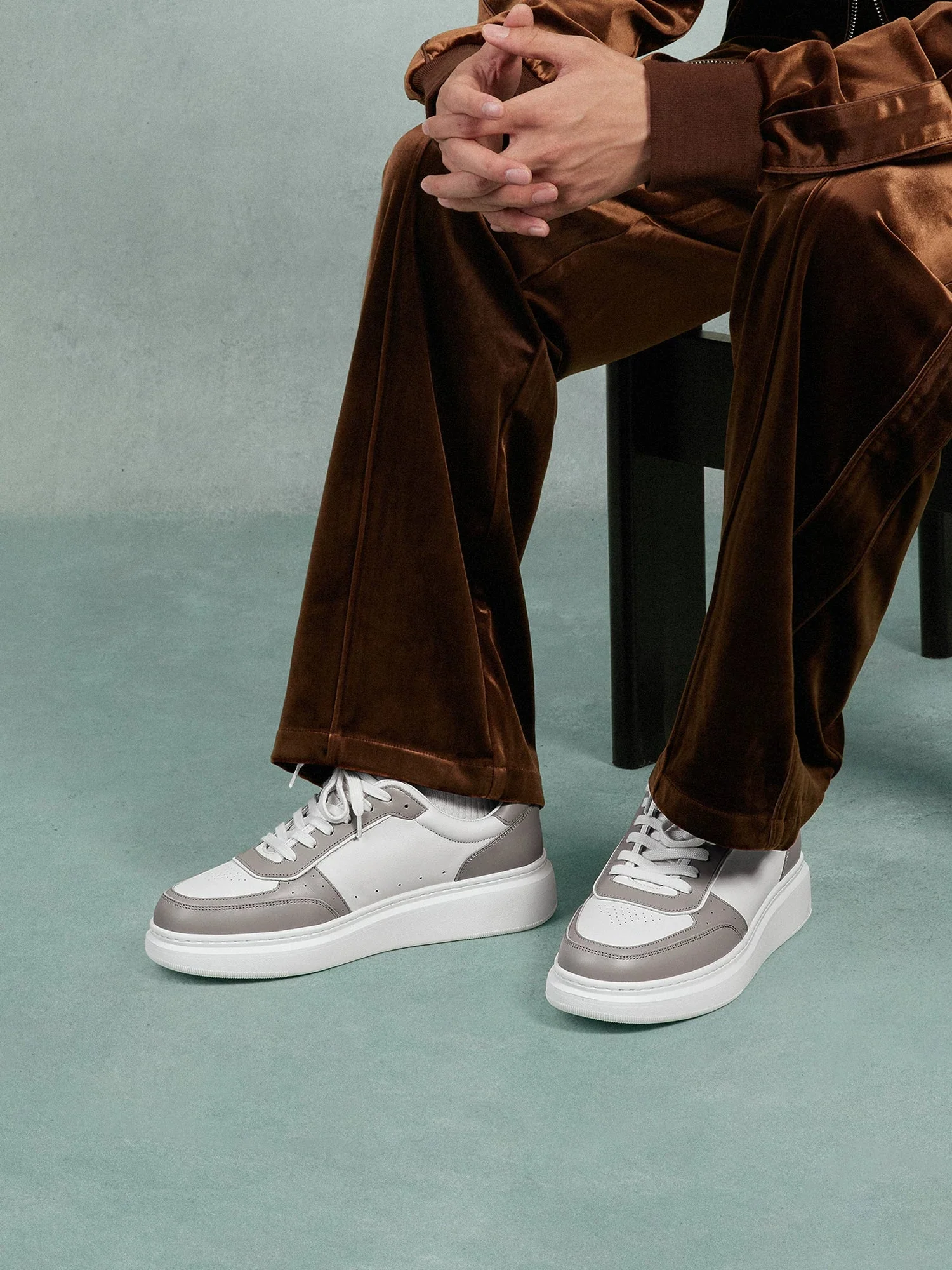 Top-Grain Leather Platform Court Sneaker