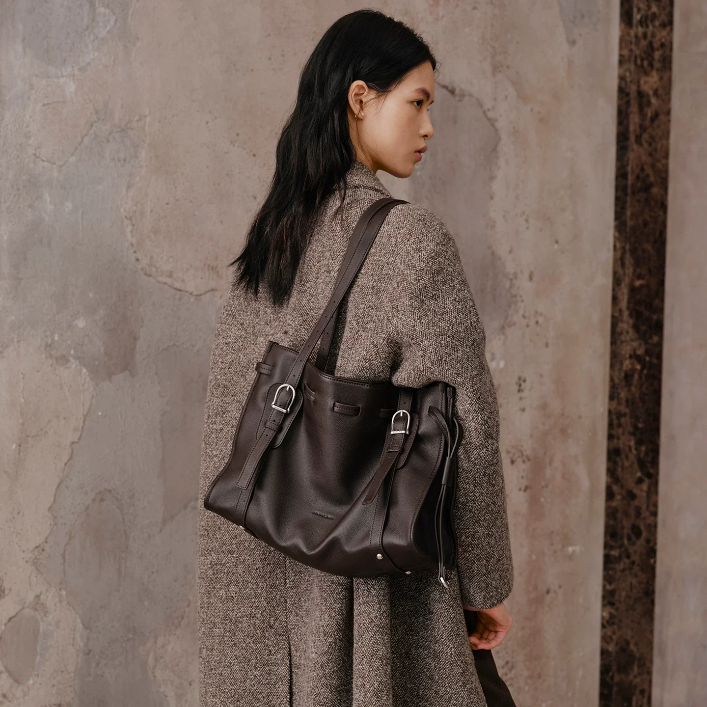 Top-Grain Leather Rolled-Handle Tote - Image 6