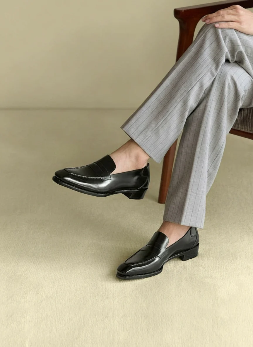 Top-Grain Leather Square-Toe Penny Loafer - Image 2