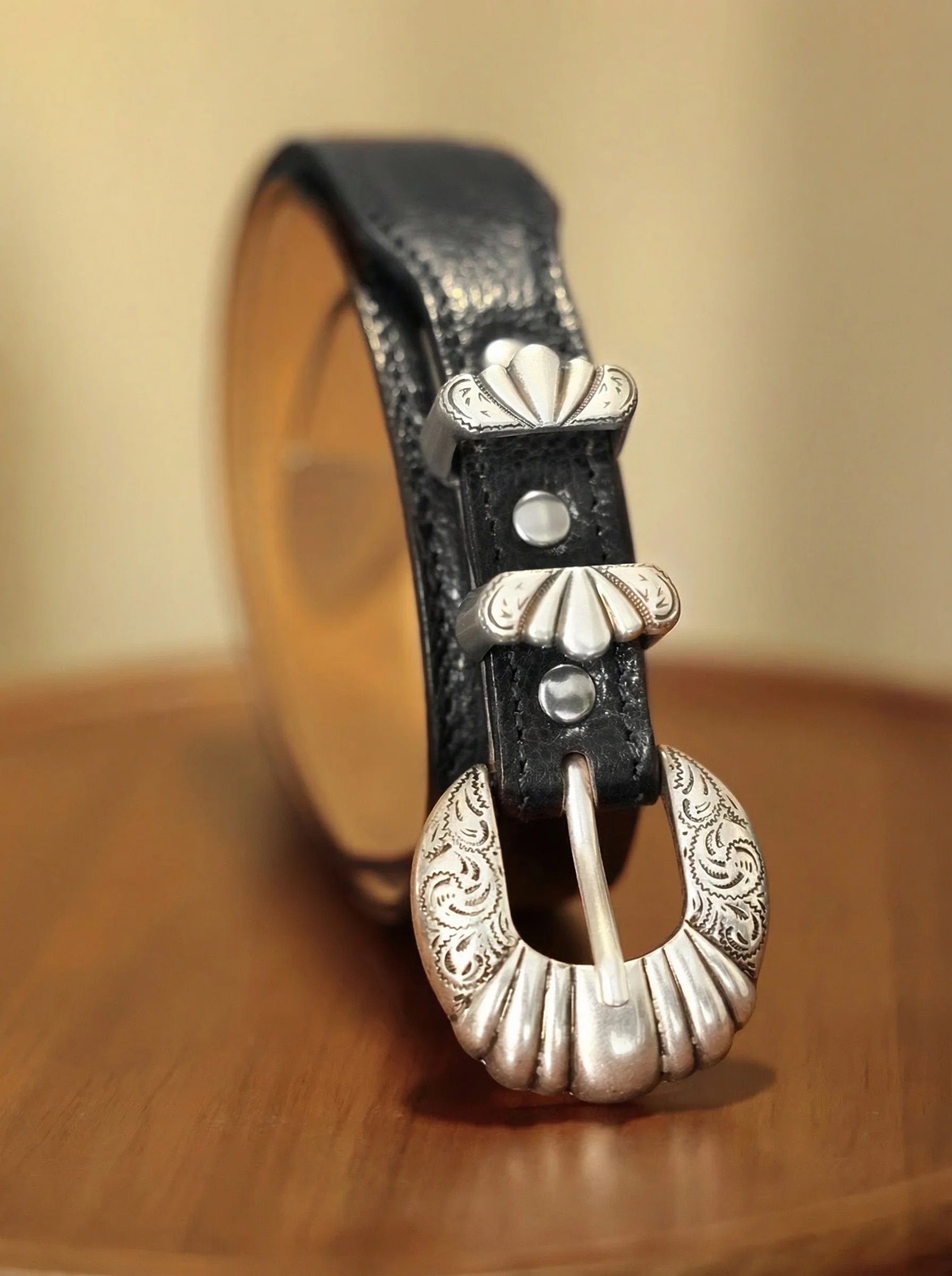 Top Grain Leather Western Belt with Engraved Buckle - Image 5
