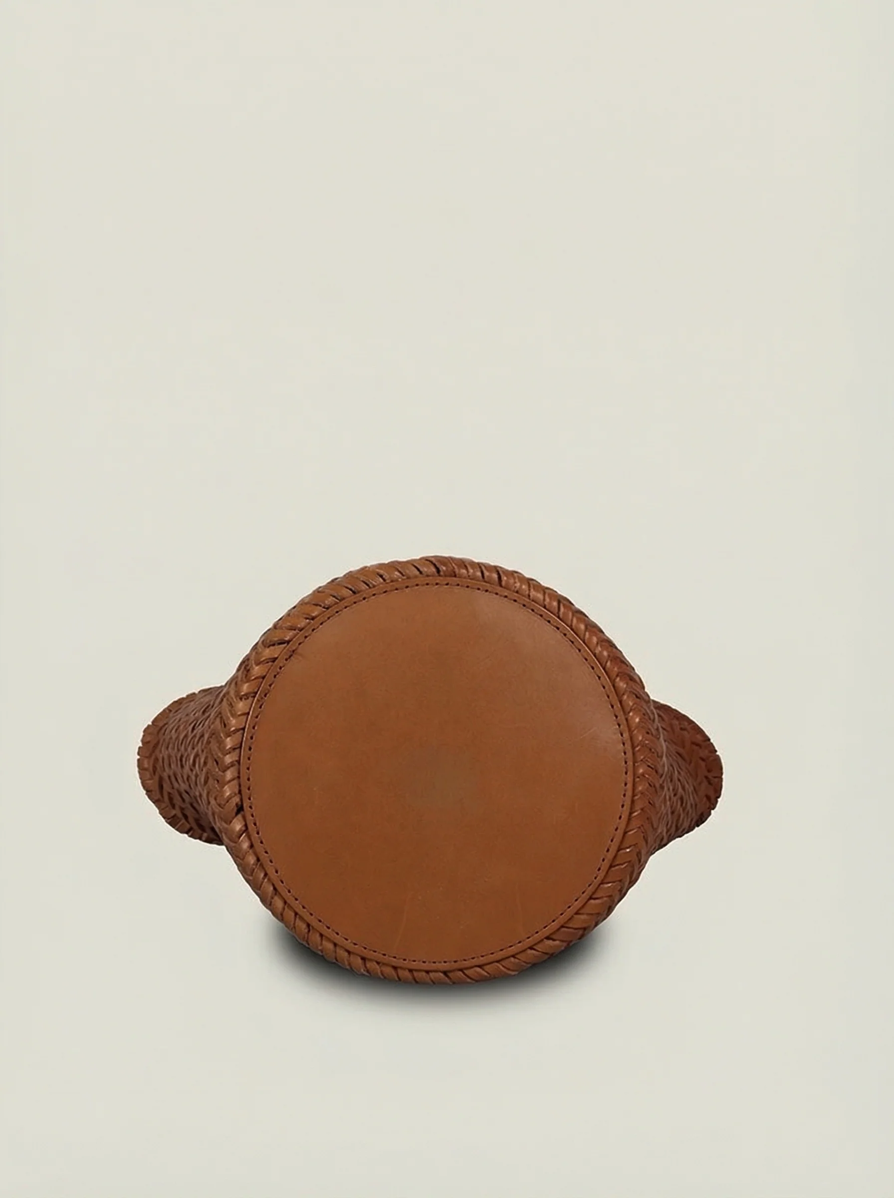 Top Grain Leather Woven Bucket Bag - Image 4